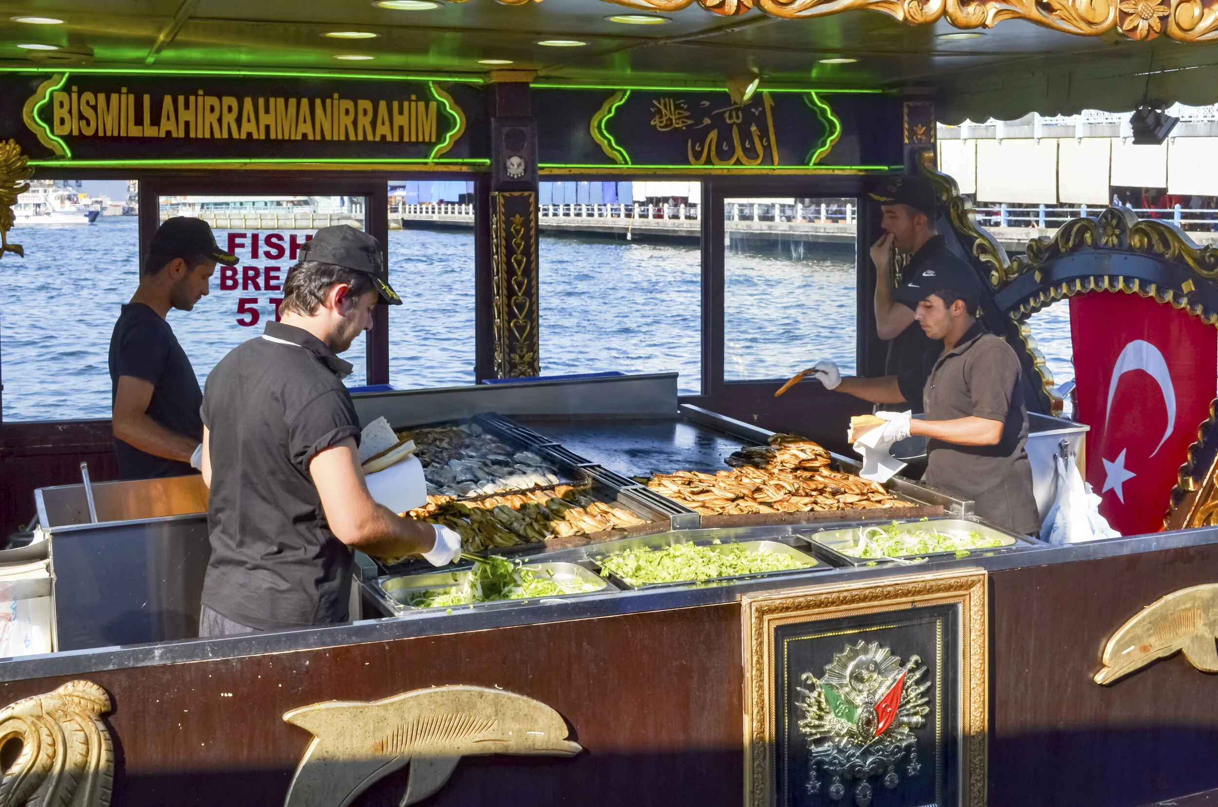 Eating Turkish street food on the Asian side of Istanbul.