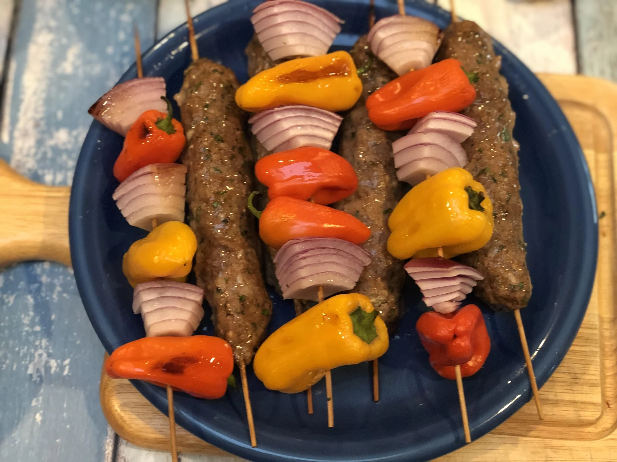 Urfa and veggie kebabs