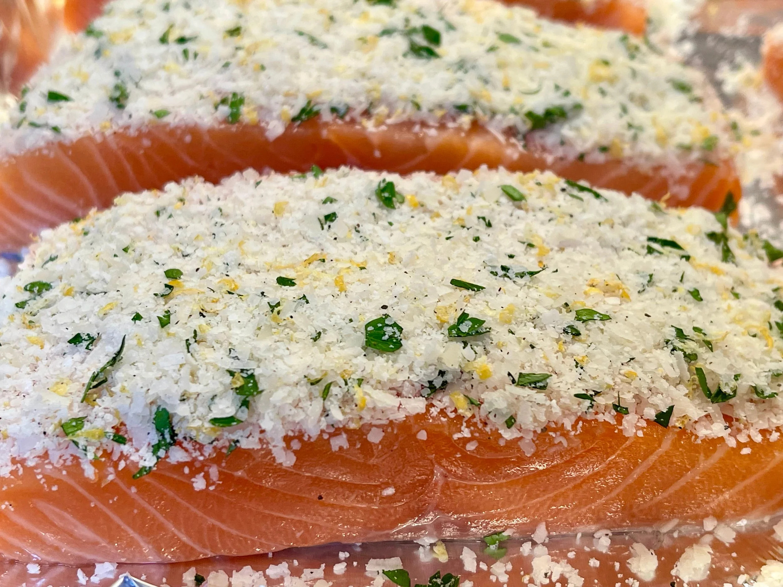 Salmon with parm crust ready for the oven