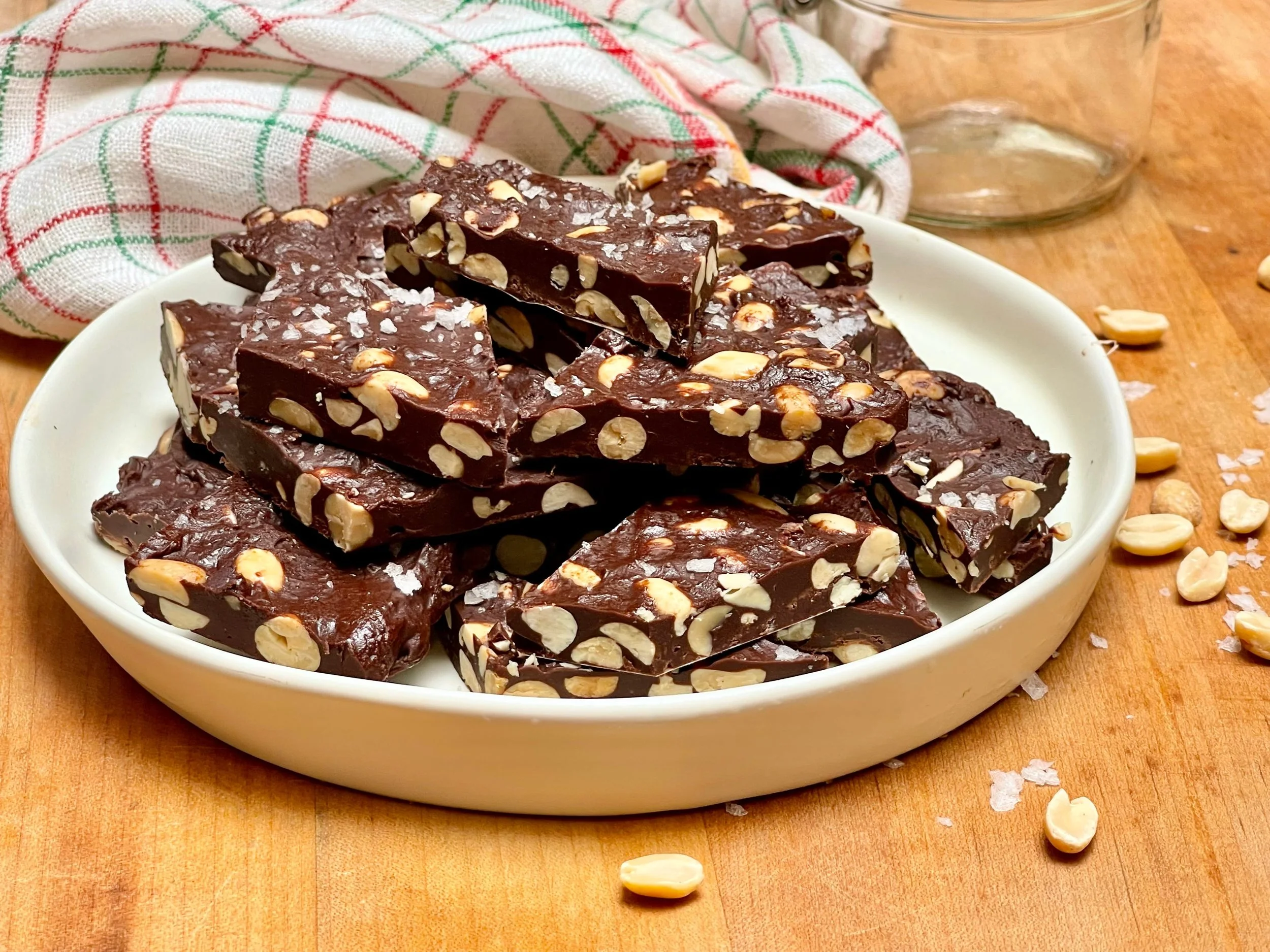 Spicy Chocolate Bark with Peanuts and Hot Honey