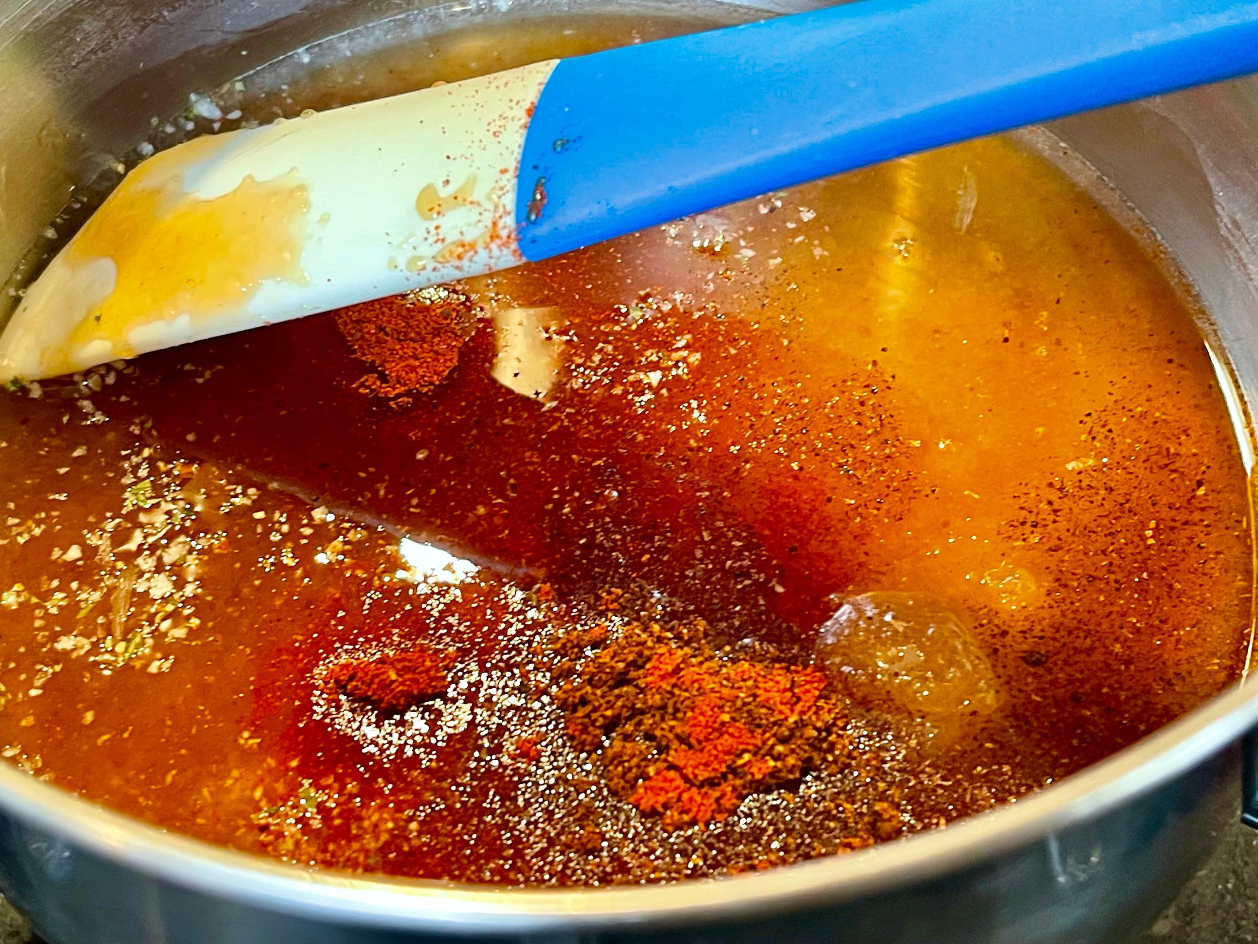 Combined ingredients in sauce pan