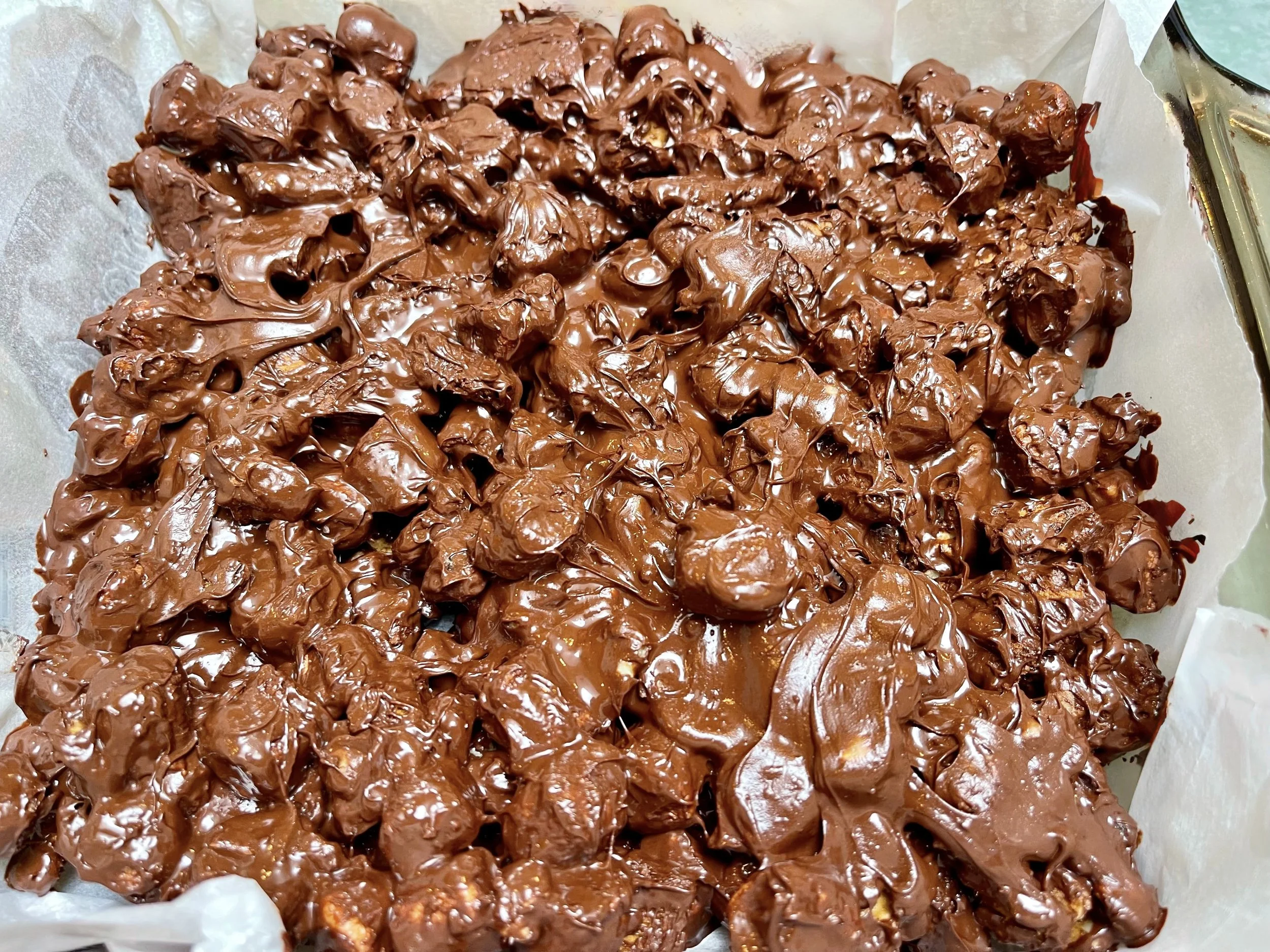 Candy transferred to pan