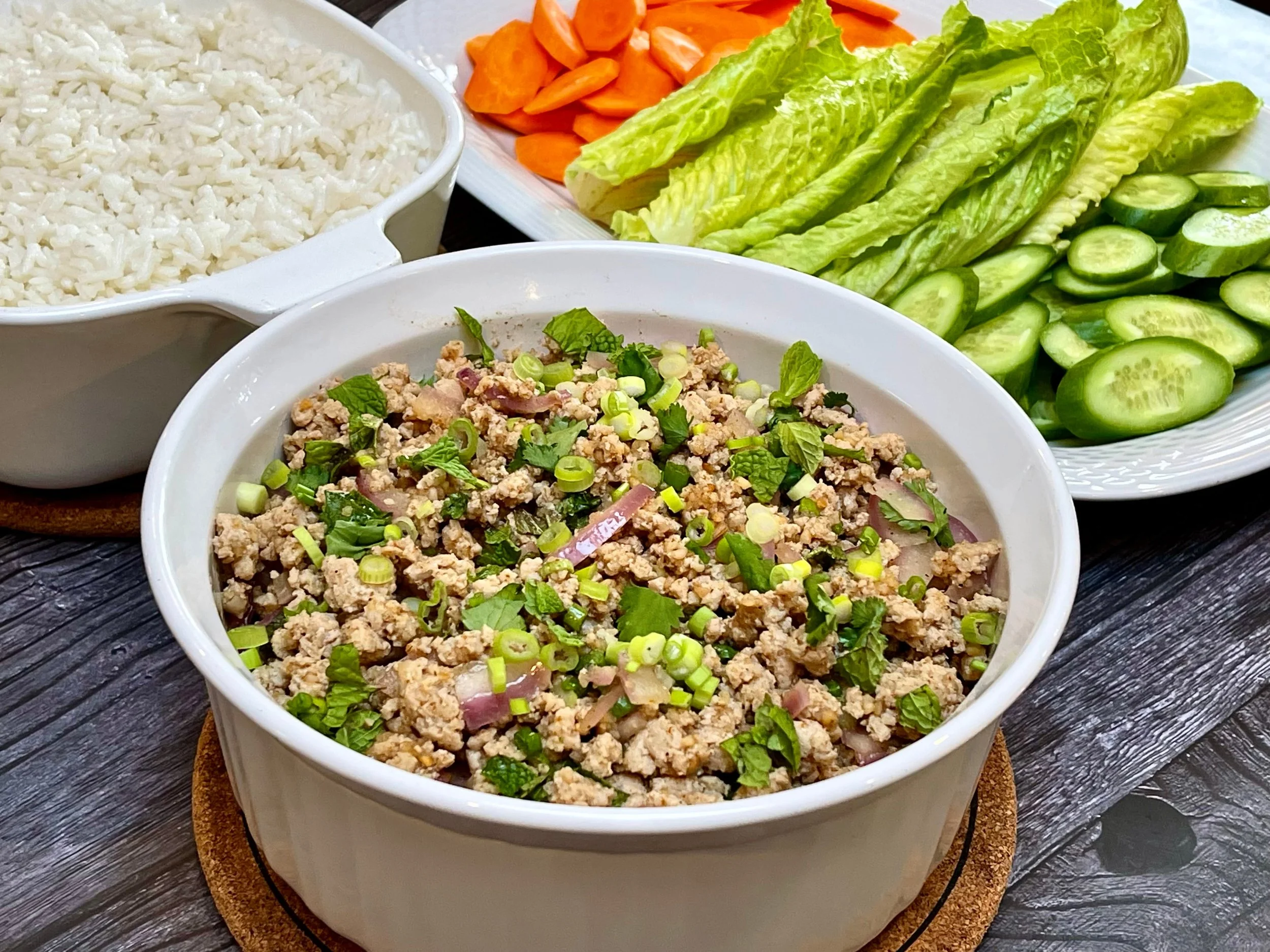 Serving Thai Chicken Larb