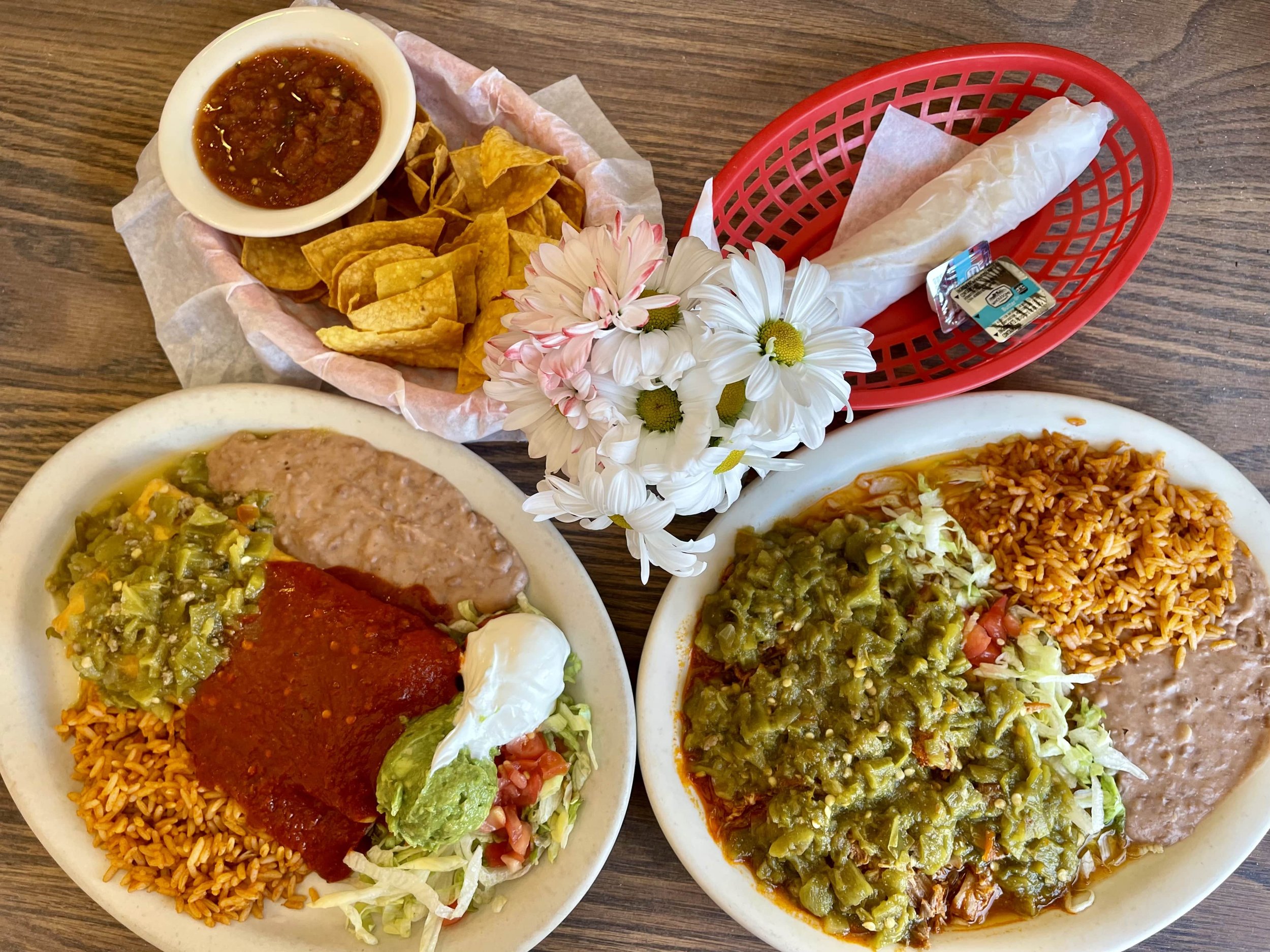 Two Carne Adovada dishes at Mary & Tito's restaurant in New Mexico.