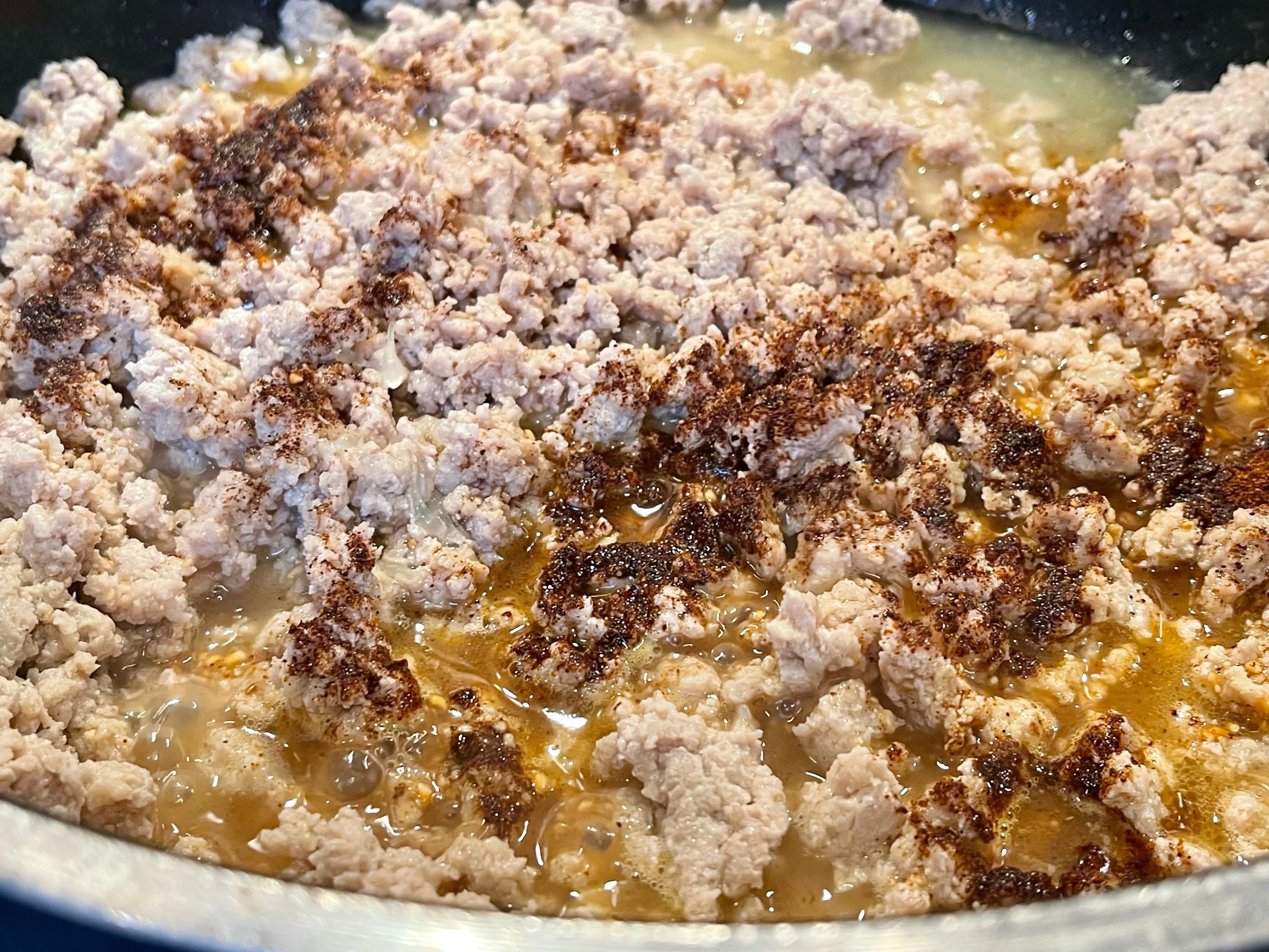 seasoning the ground chicken mixture