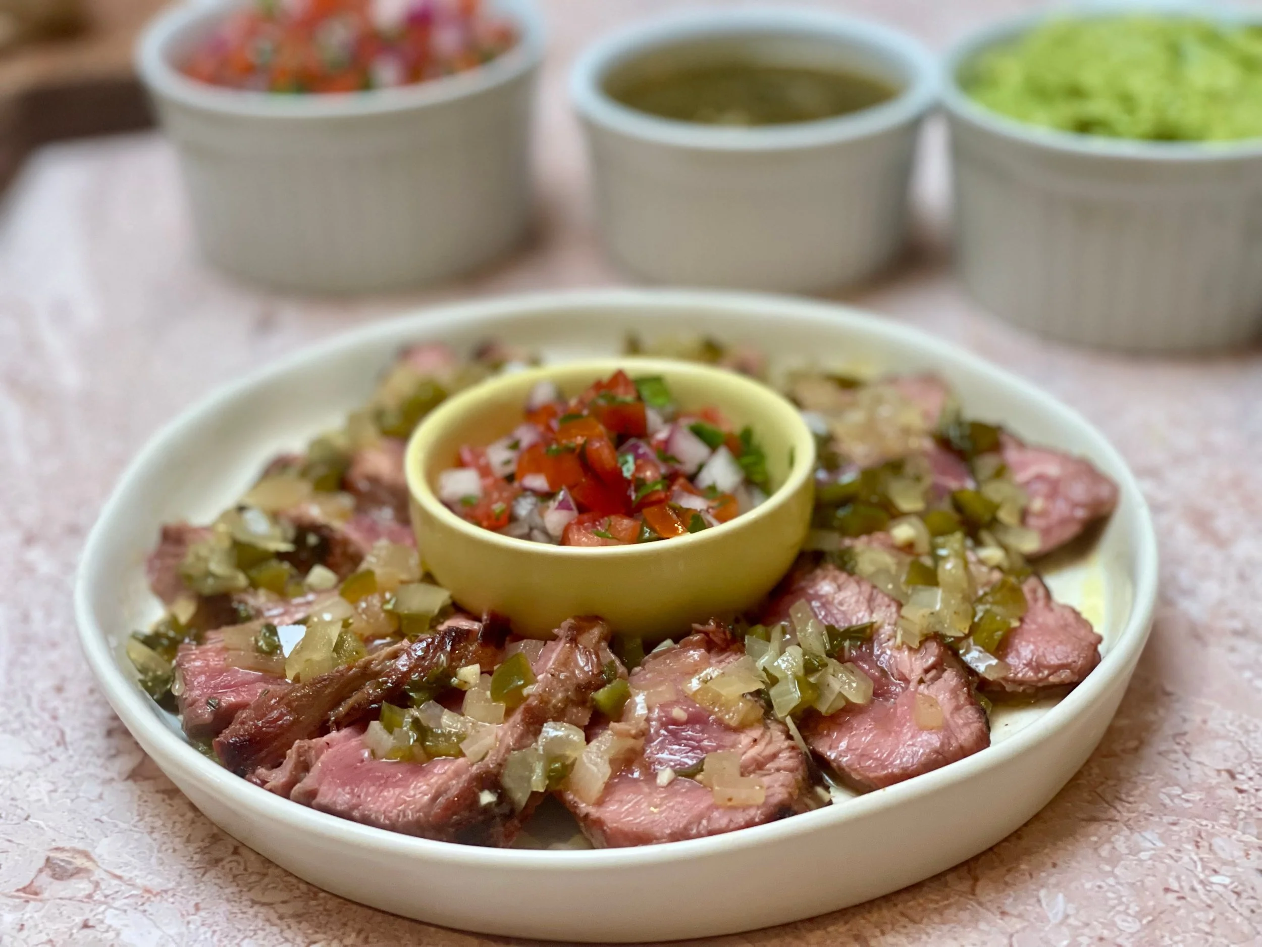 Carne asada on serving platter