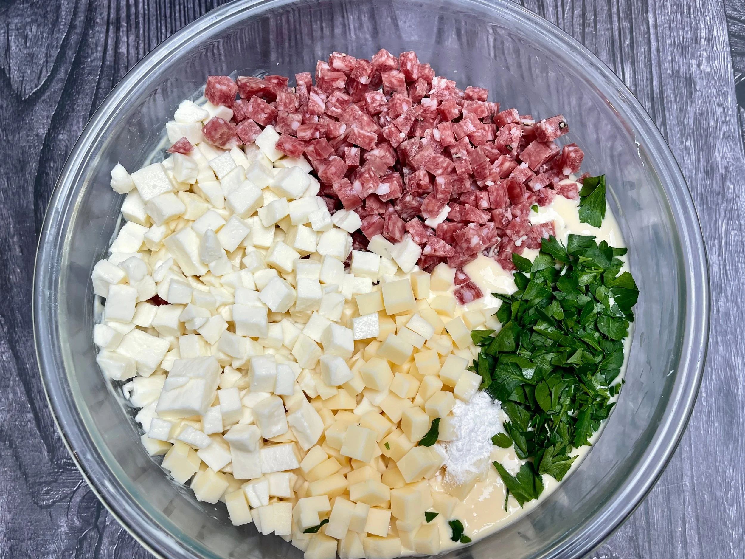 Ingredients in the bowl for filling