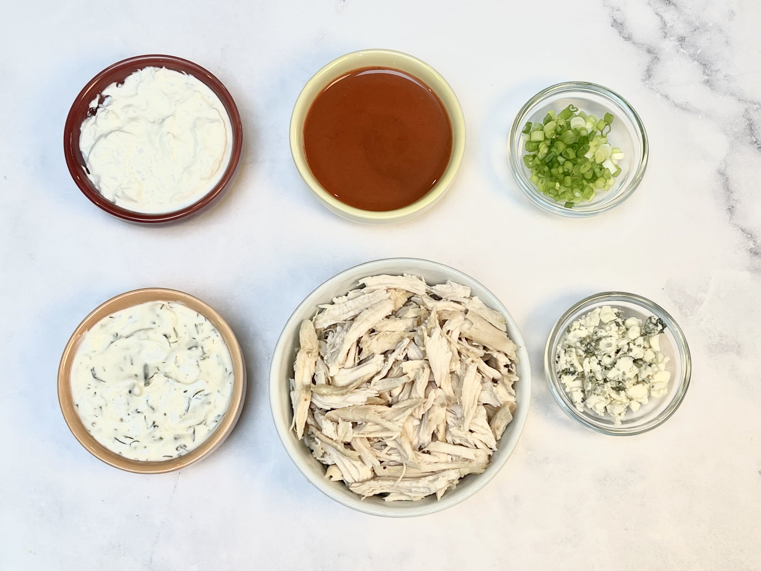 Ingredients for Cold Buffalo Chicken Dip