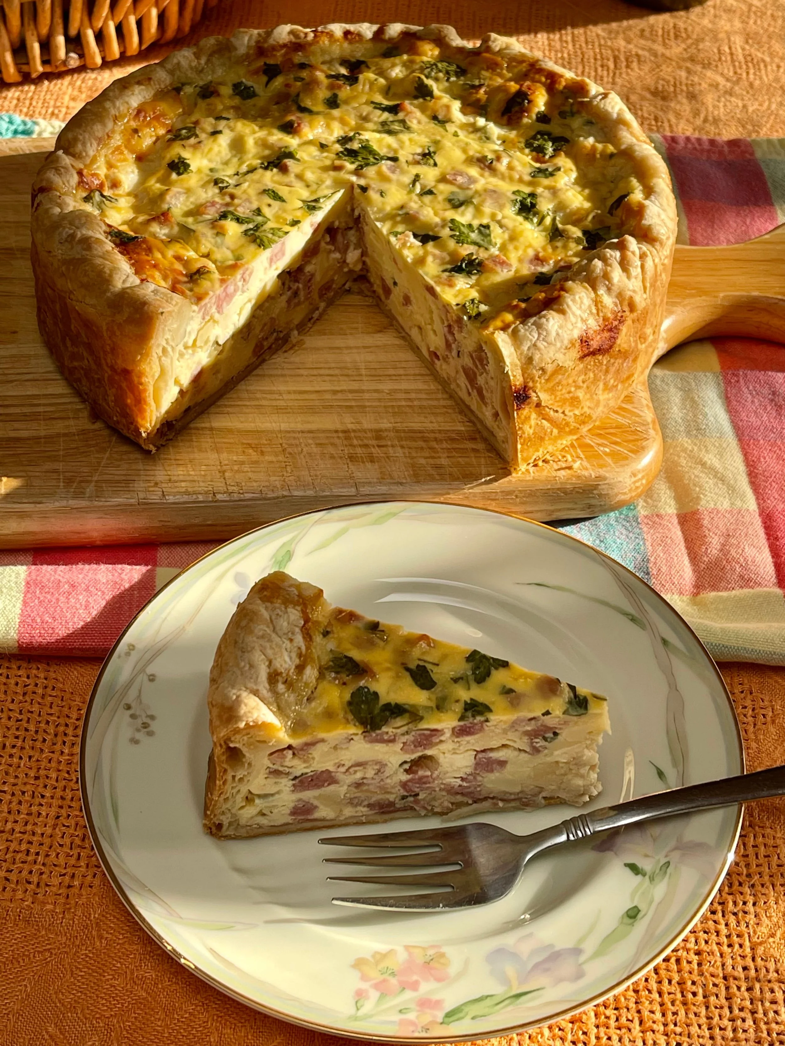 Overhead shot of Pizza Rustic with slice