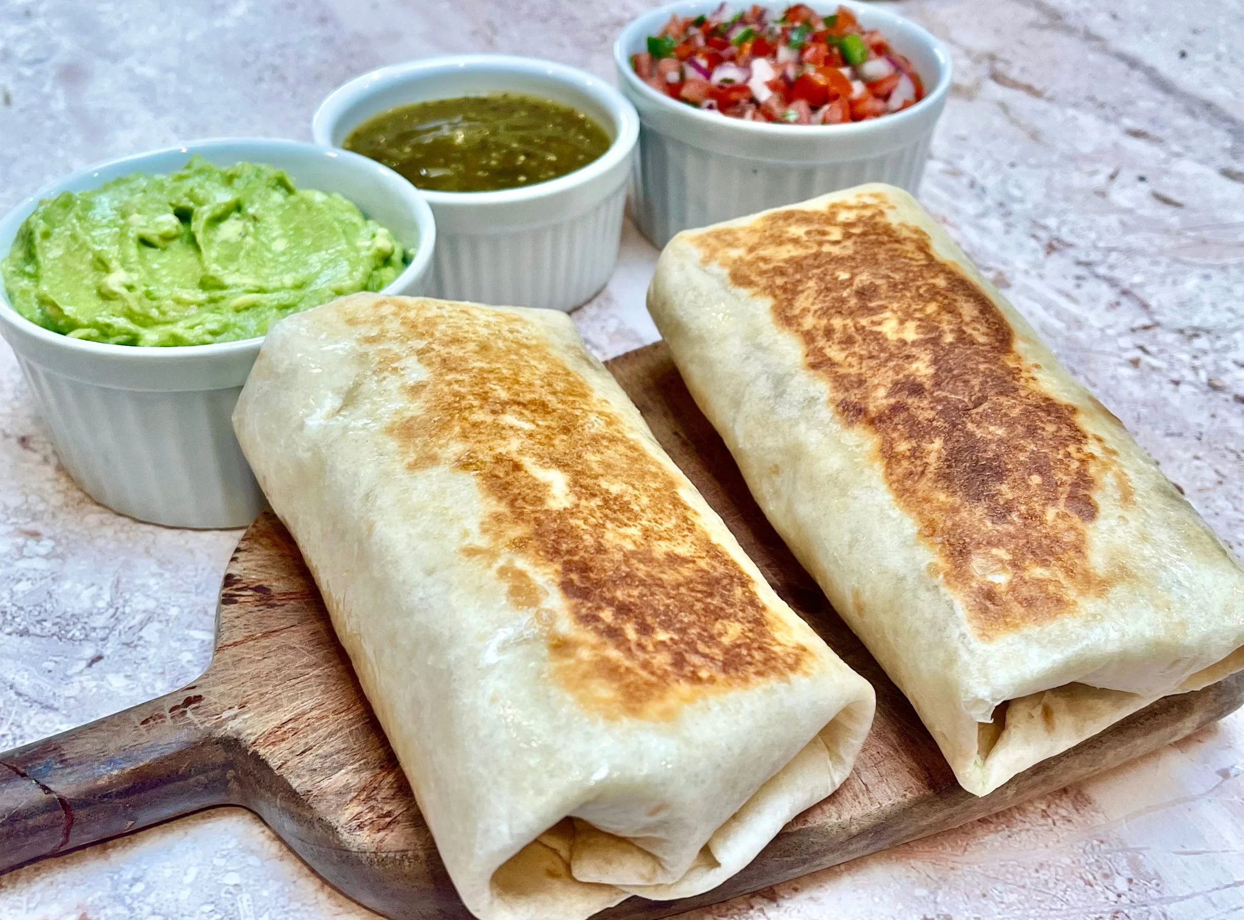 California Burrito recipe complete and served on a board