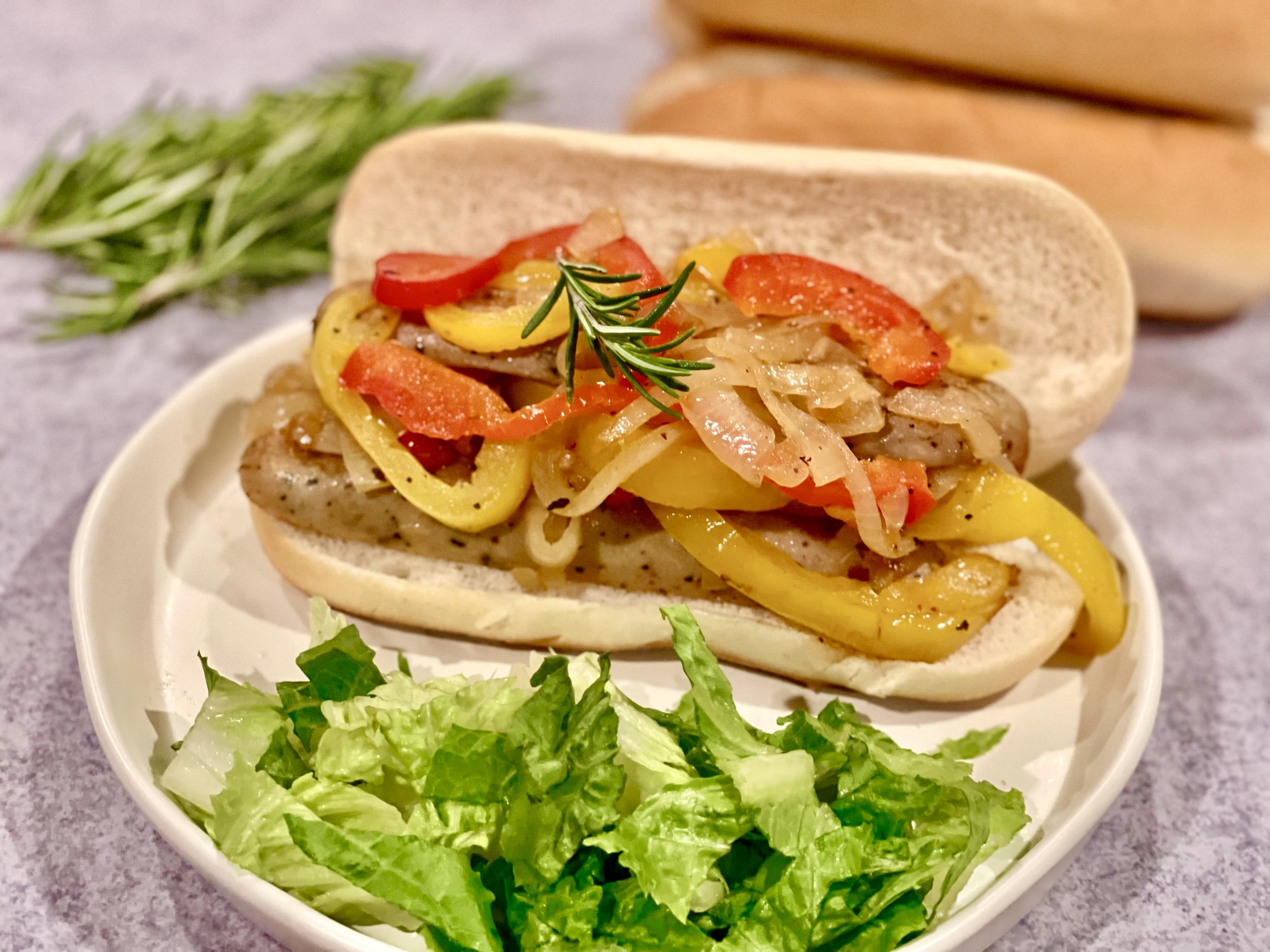 Sausage and peppers sandwich