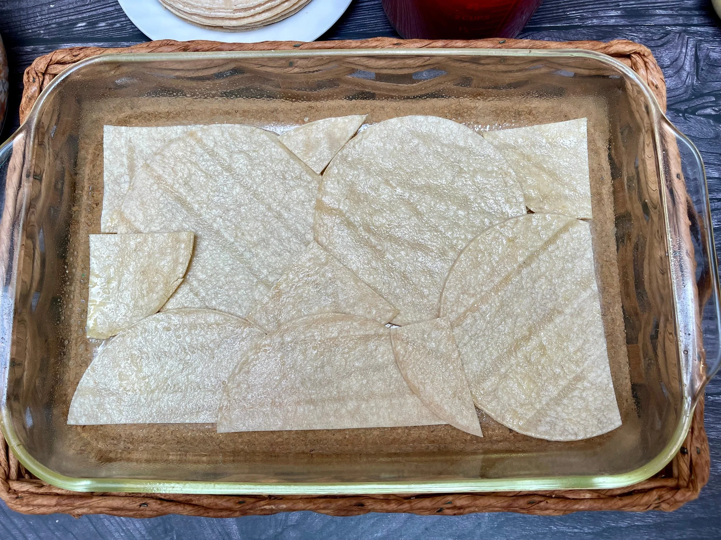 Bottom layer of tortillas