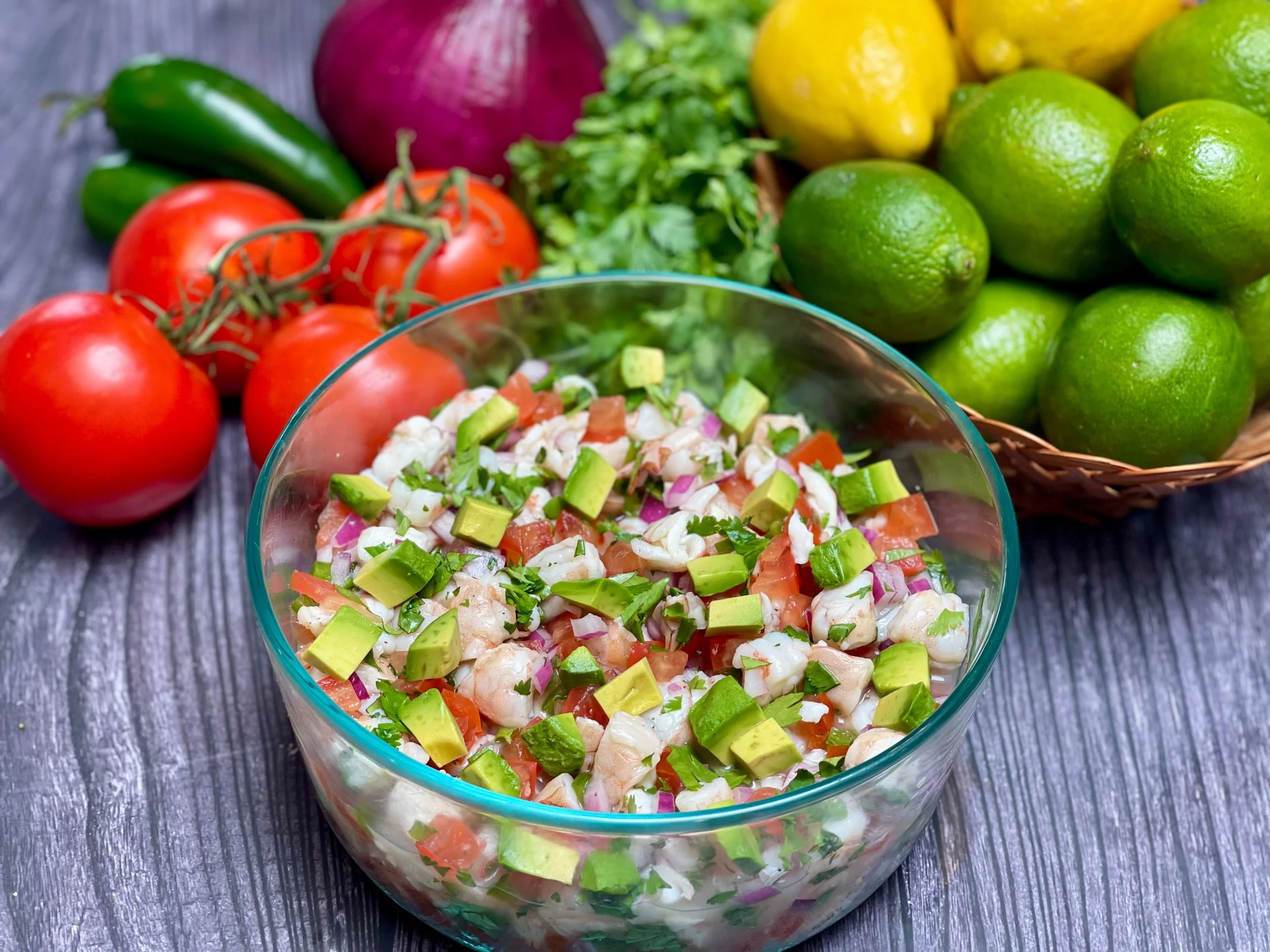 Mexican shrimp ceviche with avocado