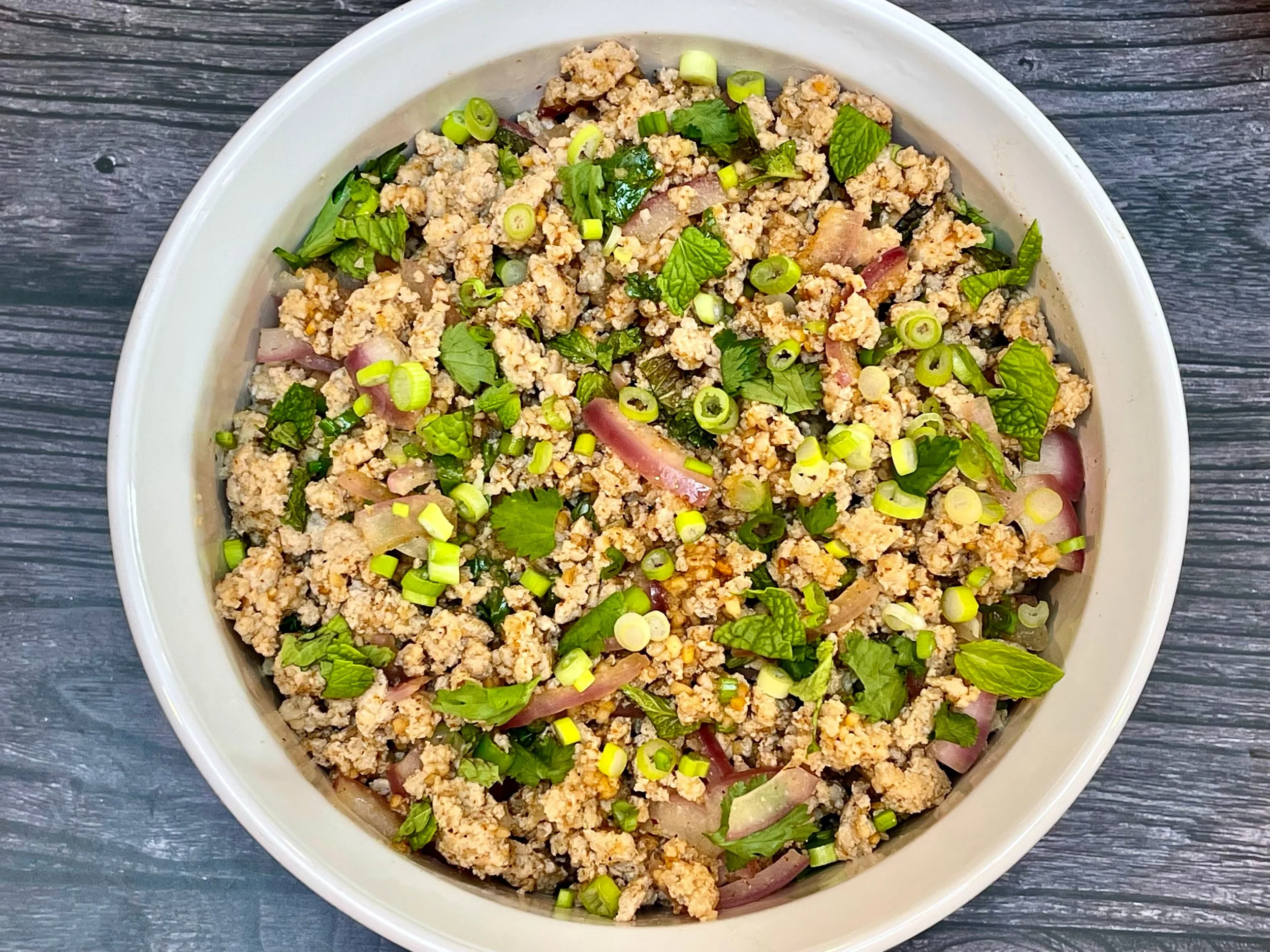 Completed Chicken Larb recipe