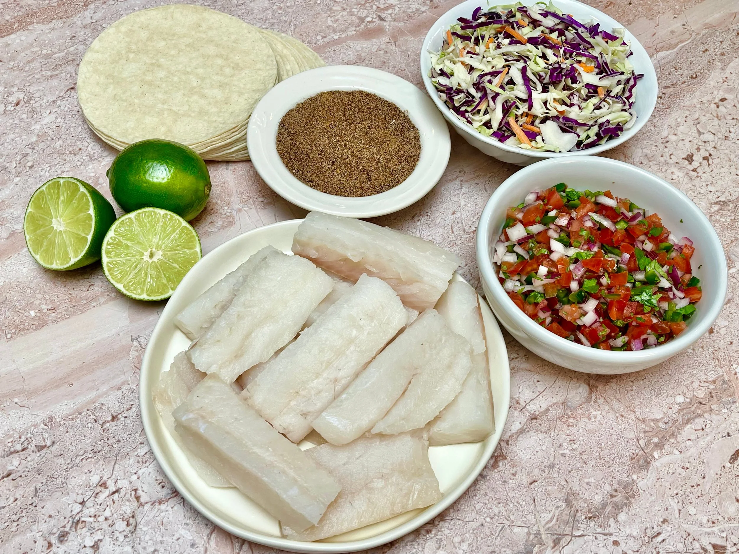 Ingredients for blackened Fish tacos