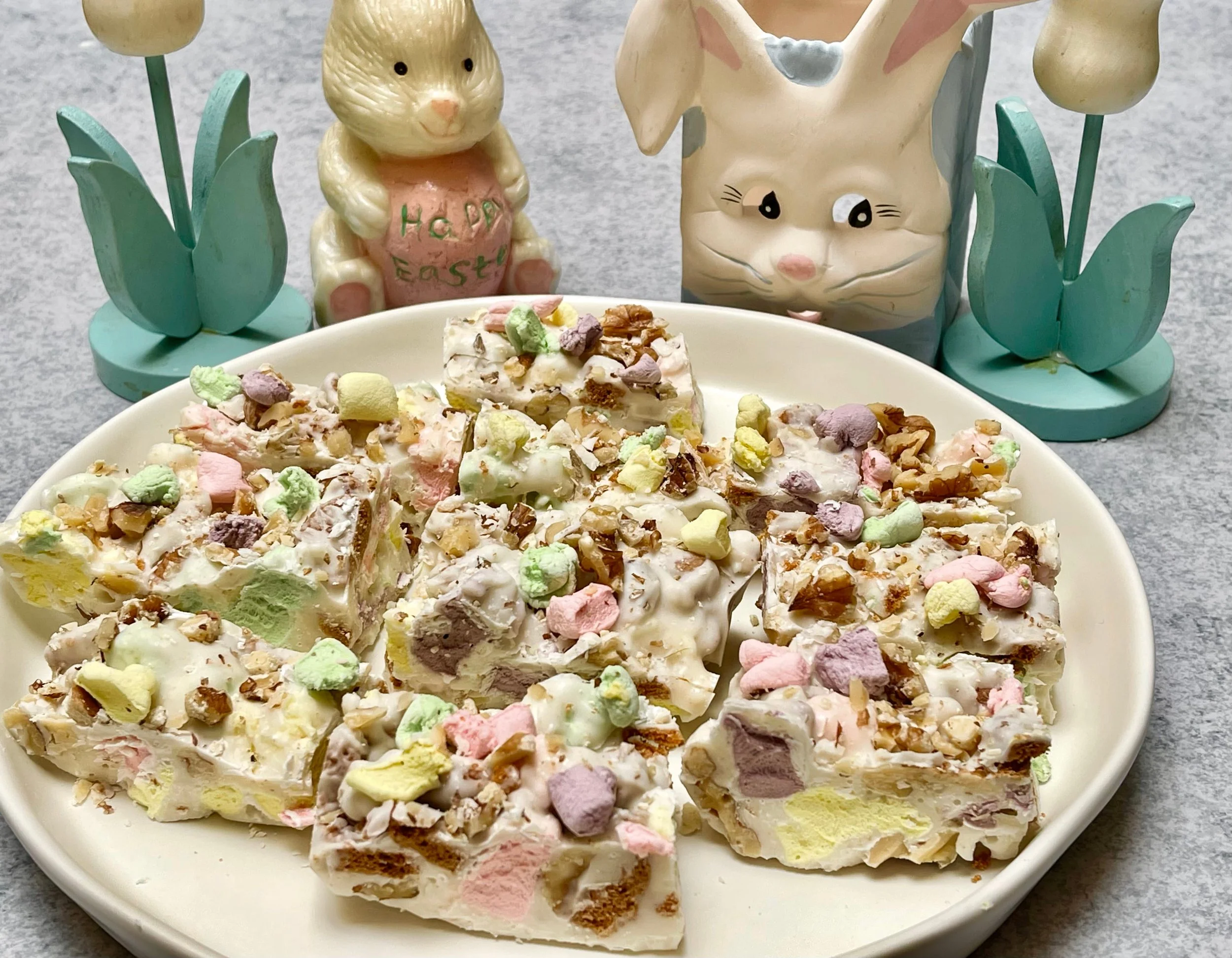 Easter rocky road on a dessert table