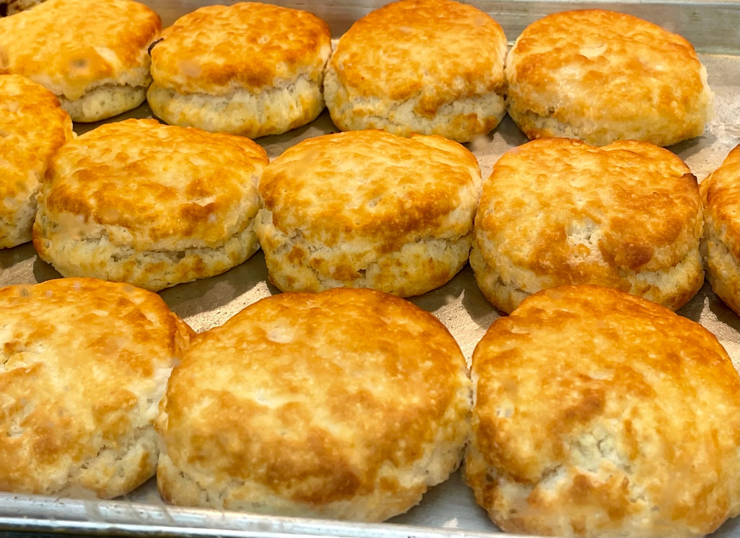 A fresh tray of Buttermilk biscuits