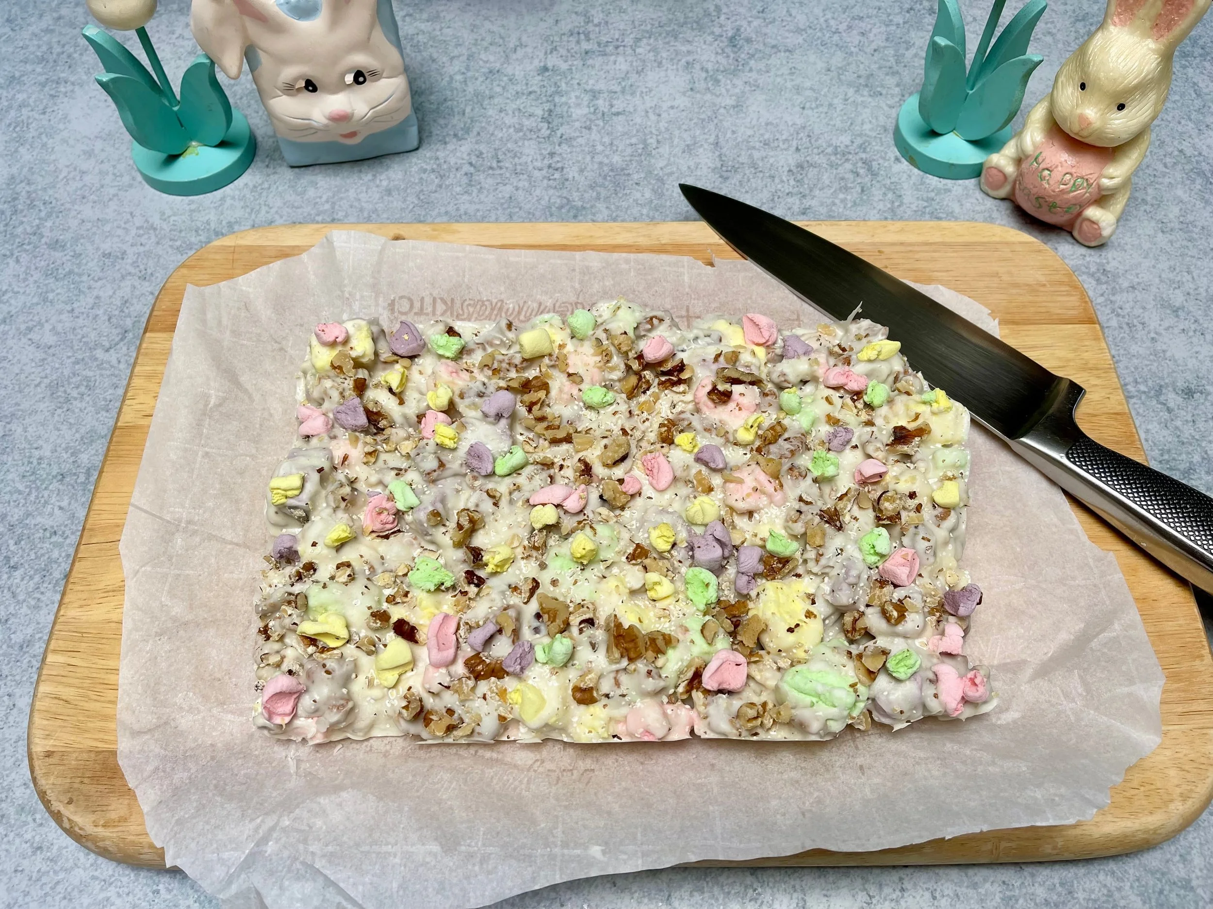 Rocky road chilled and ready for cutting