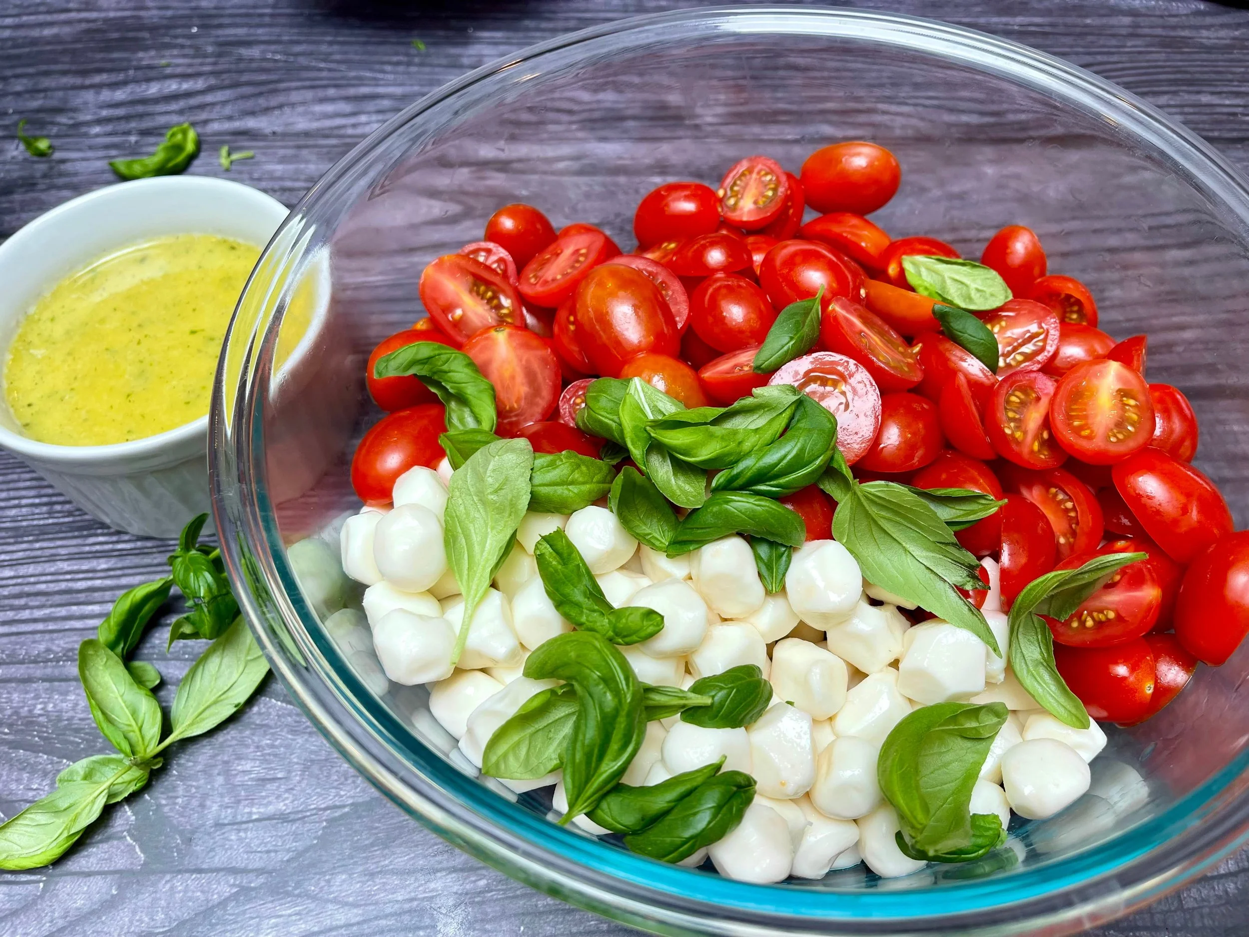Everything but the dressing in the bowl