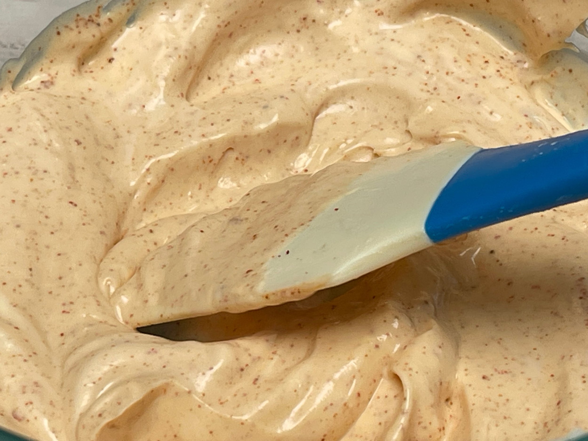 Whisking Mexican Street Corn dressing
