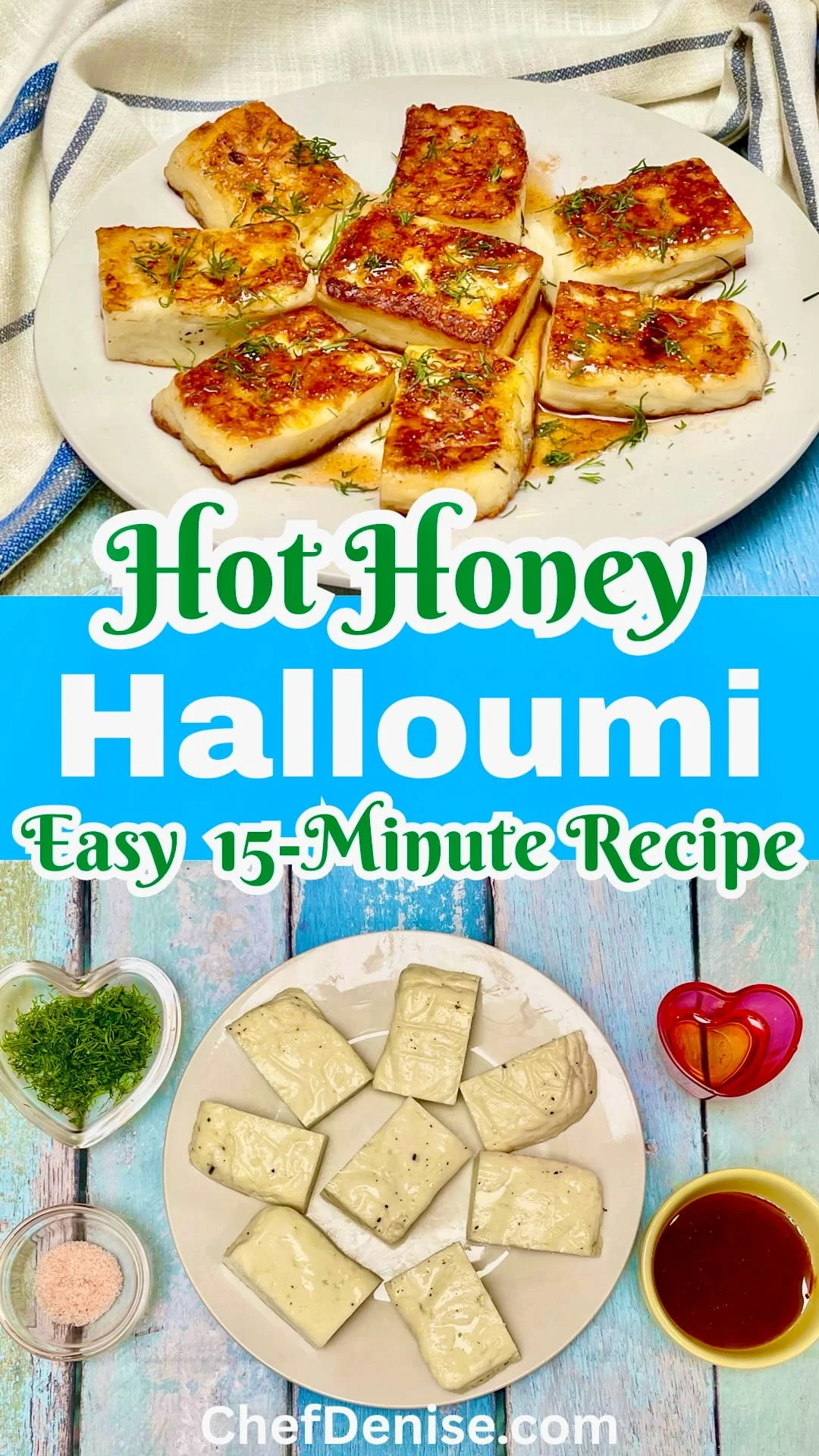 Pin for Hot Honey Halloumi Recipe