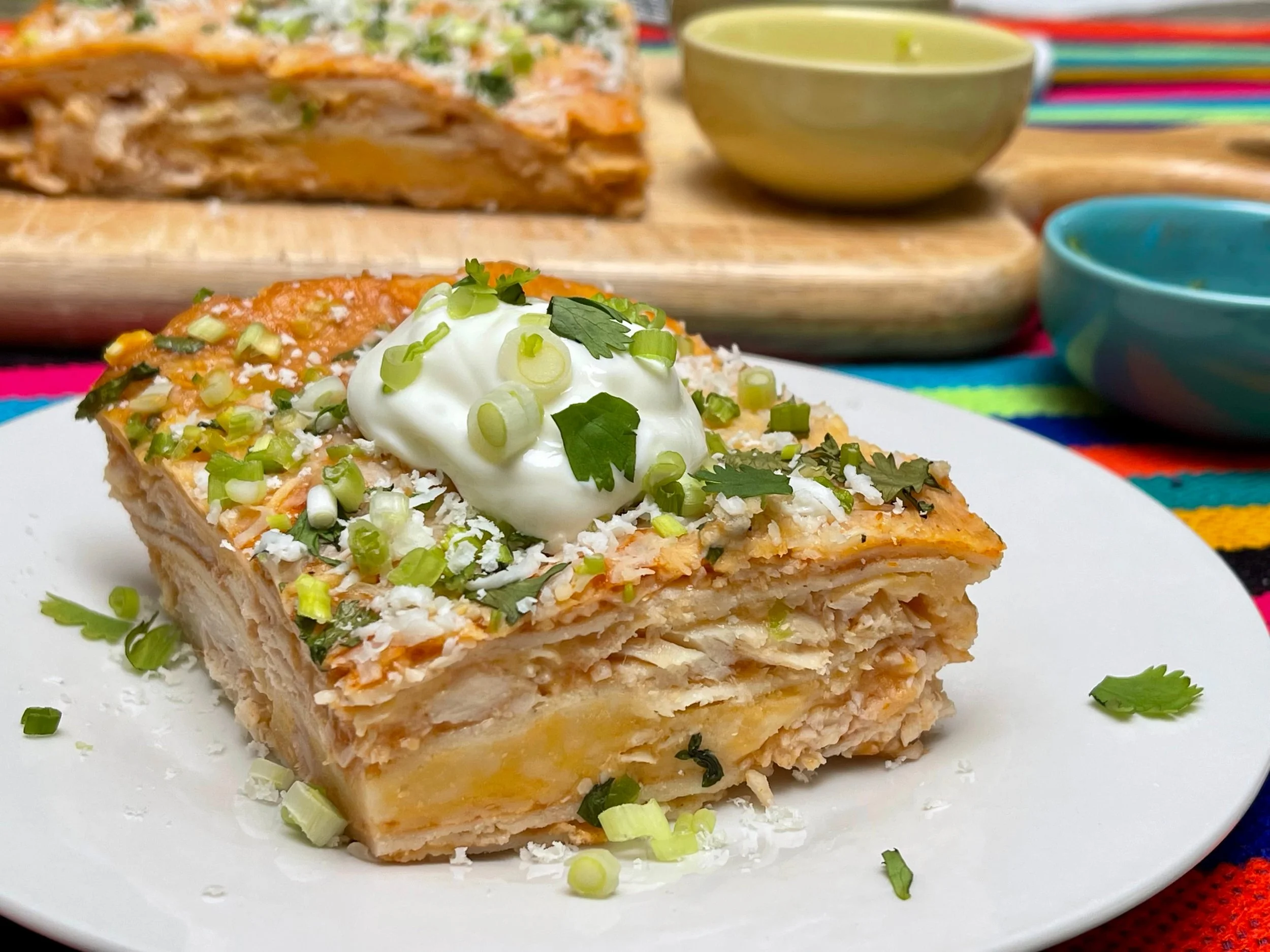 Chicken Enchilada Casserole on a plate
