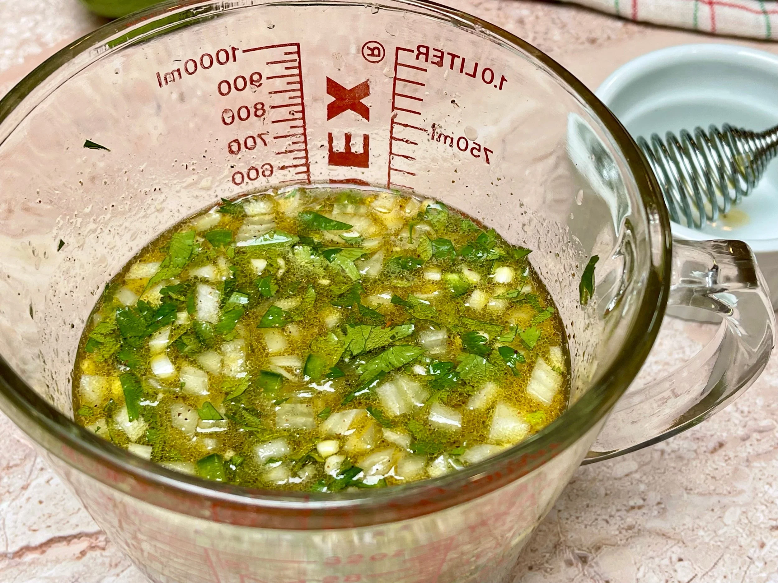 all ingredients for carne asada marinade recipe incorporated