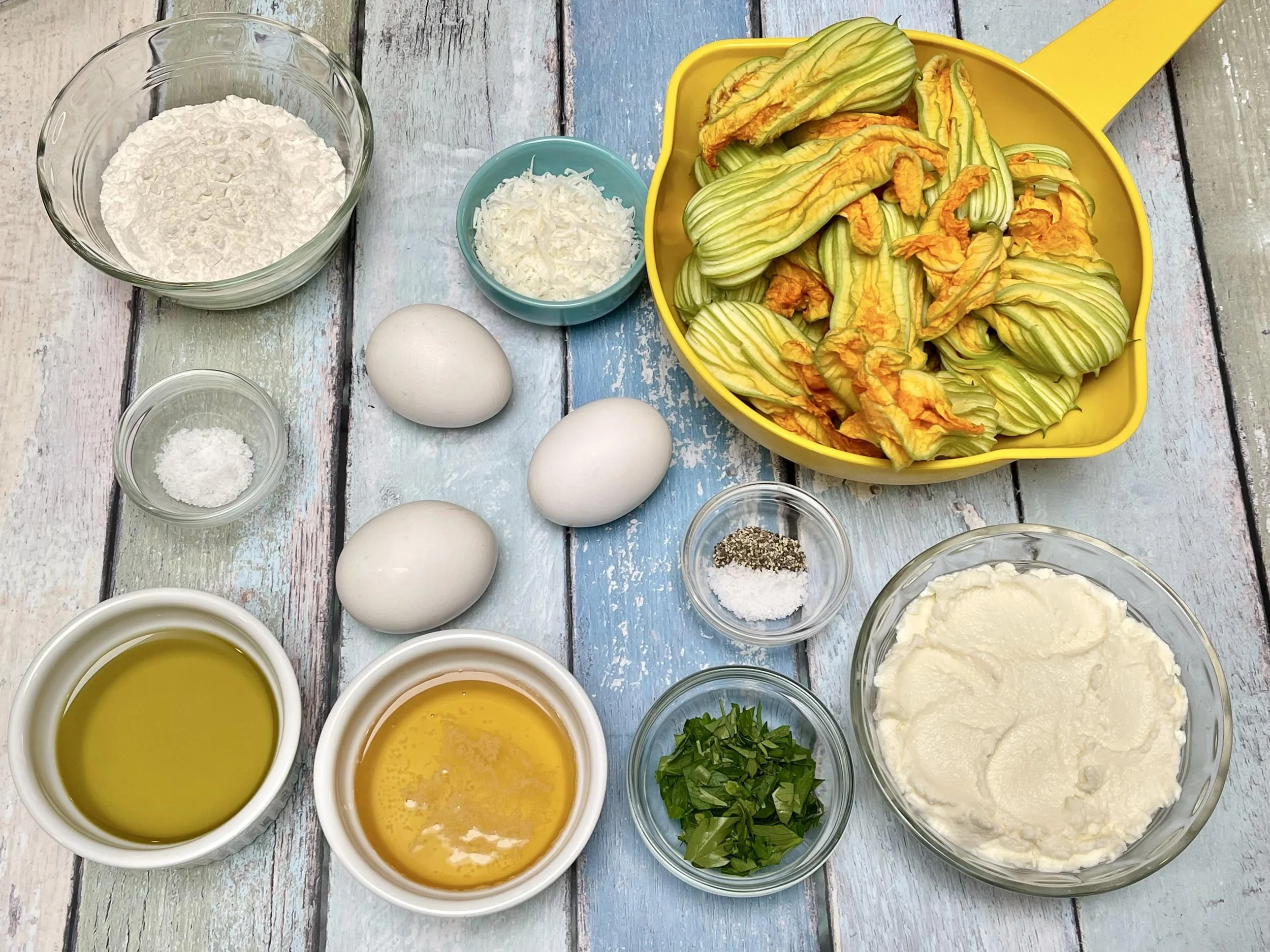 Stuffed zucchini blossom ingredients
