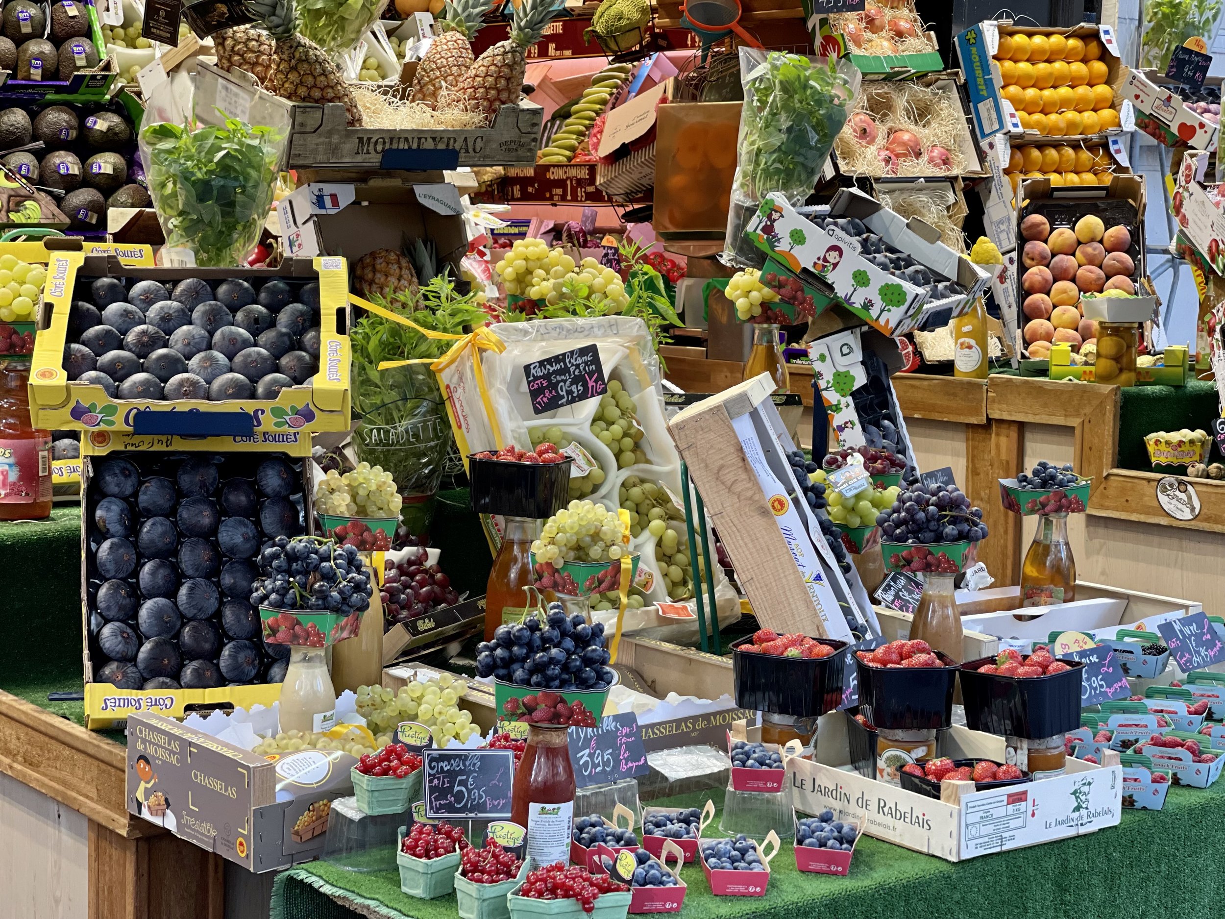 Artfully displayed produce on Rue des Martyr, the best food street in Paris.