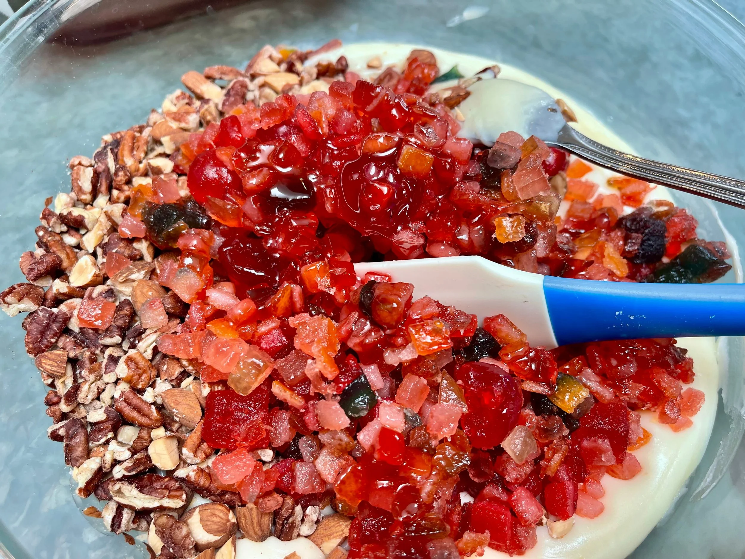 Add, fruit, nuts, and cinnamon