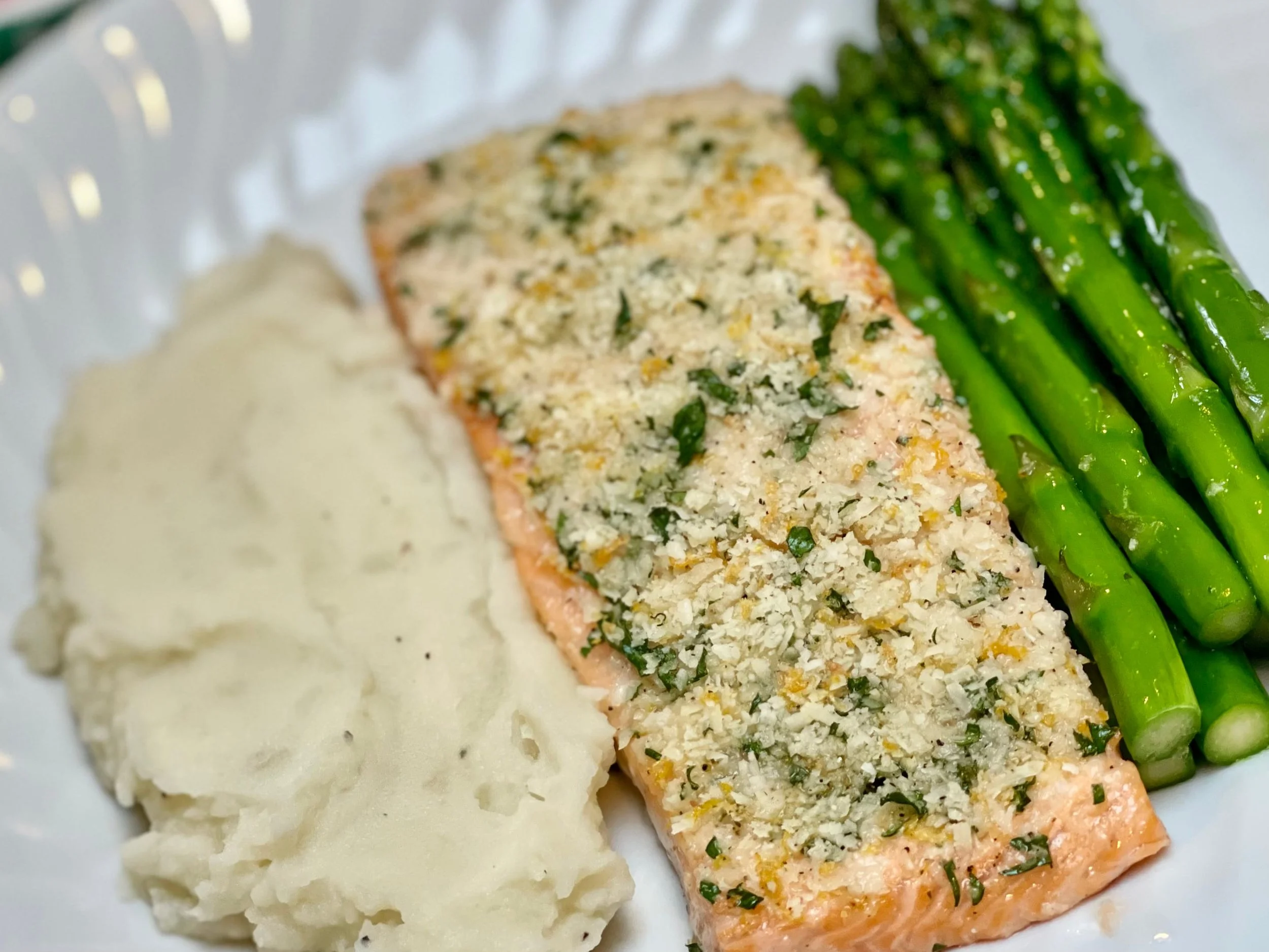 Serving Parmesan-Crusted Salmon