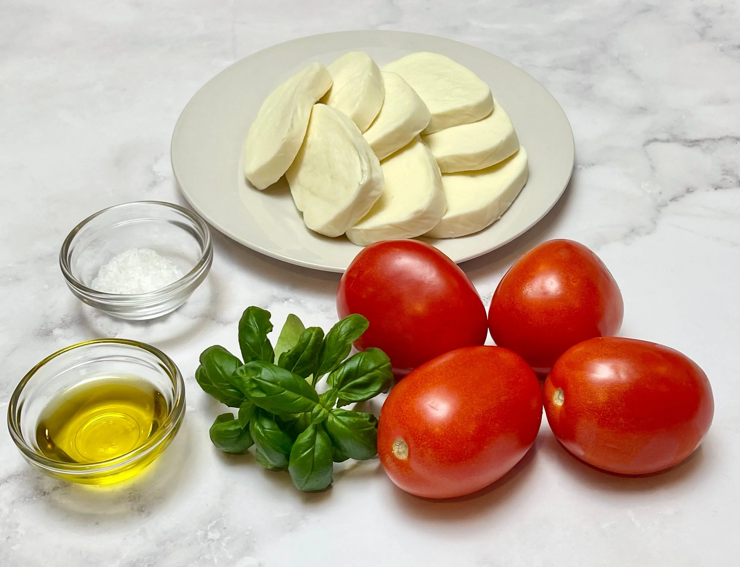 Ingredients for an authentic Caprese salad