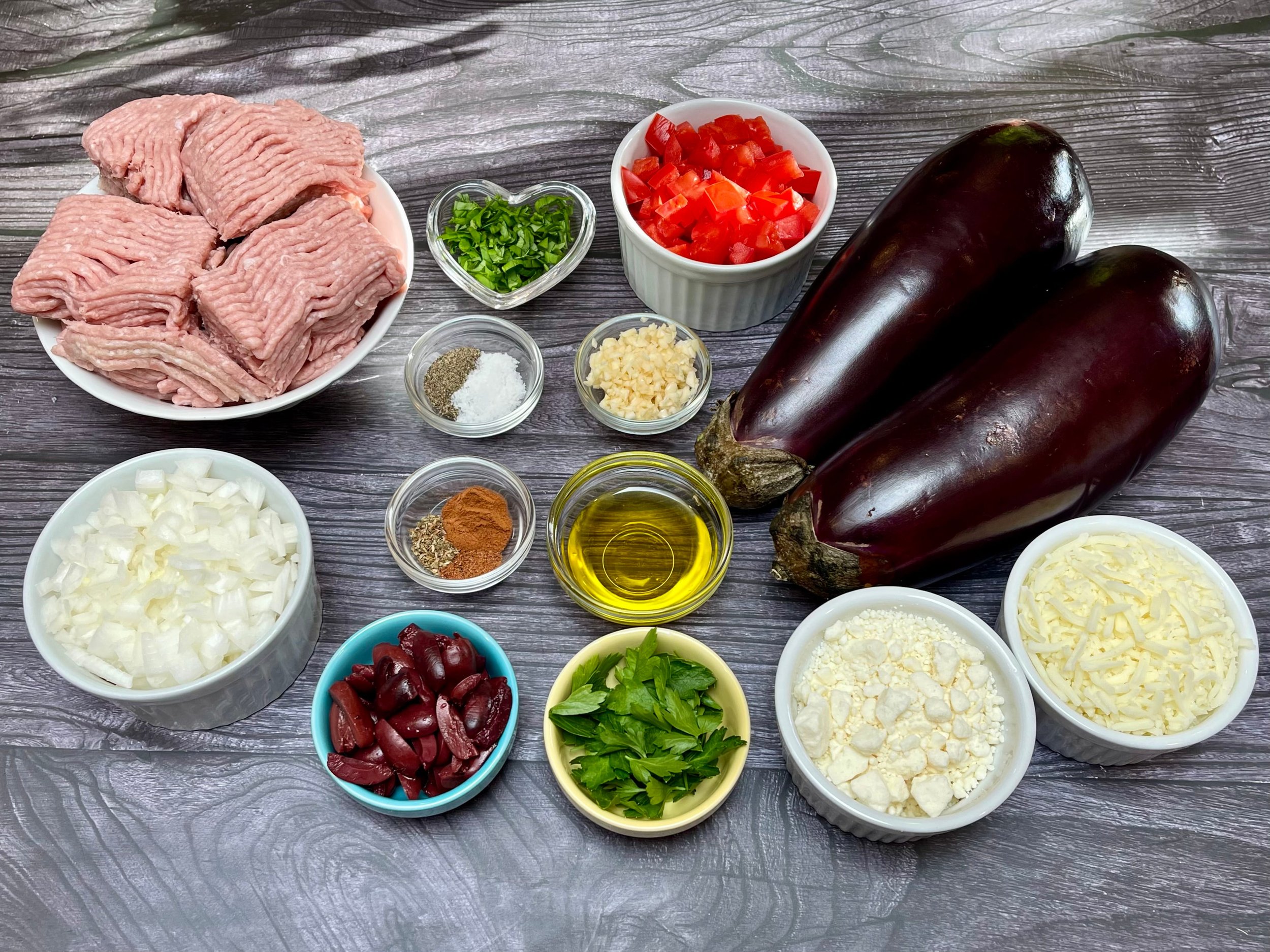 Ingredients for stuffed eggplant recipe