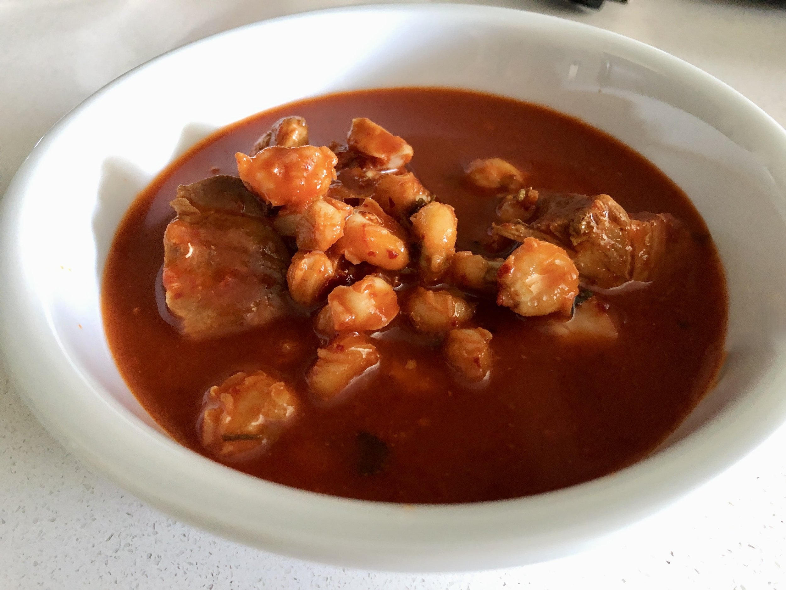 Posole can range from a liquidy soup to a more solid stew