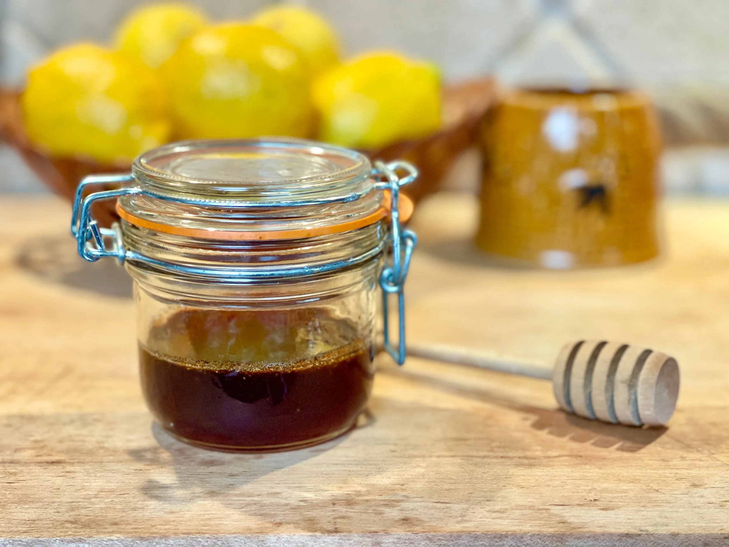 Hot Honey Sauce in glass jar