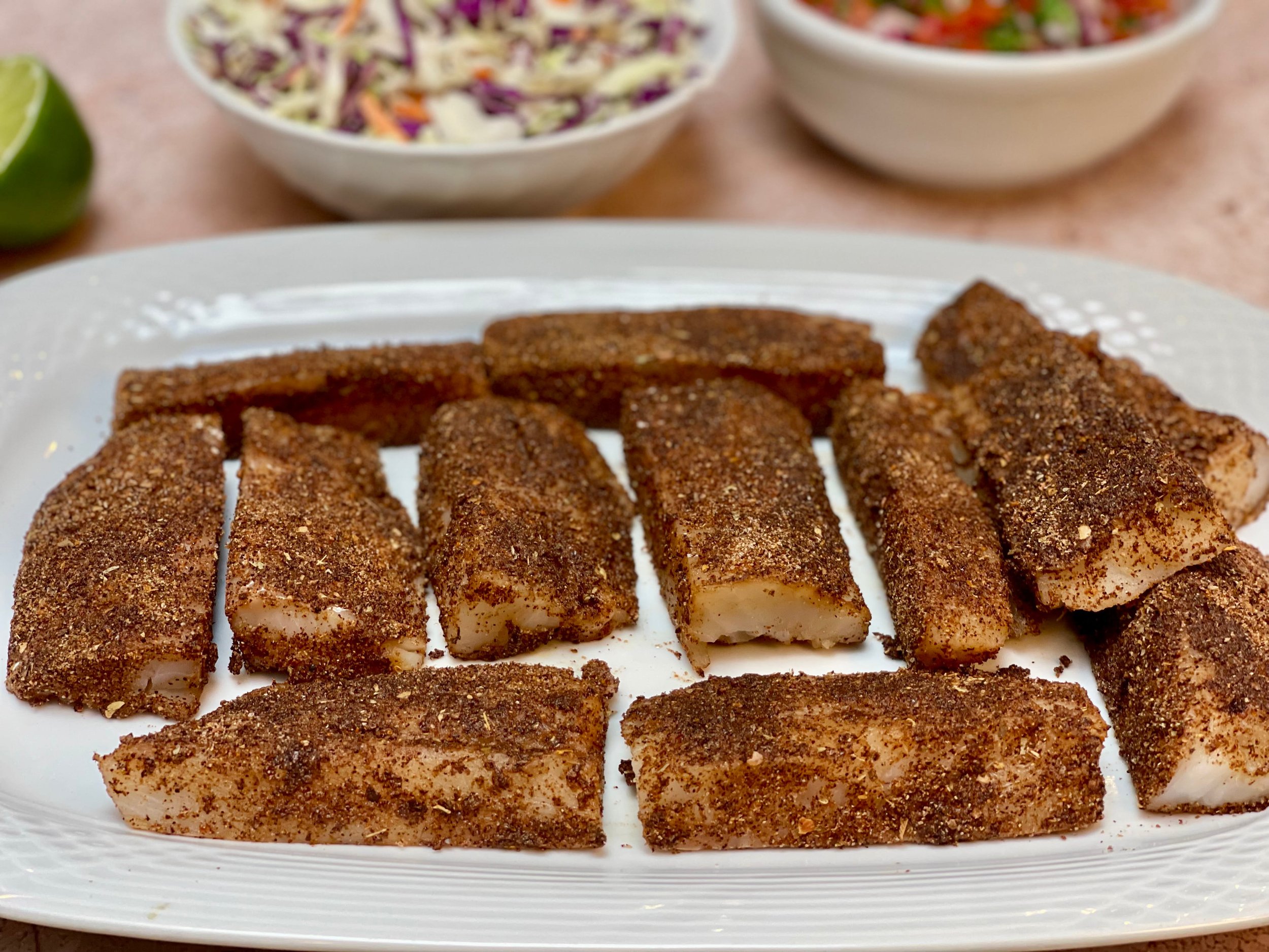 Seasoned fish with blackened rub