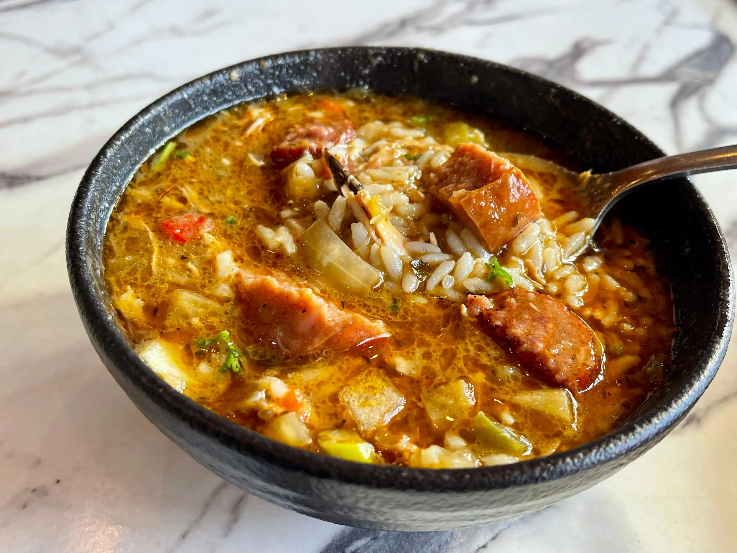 A bowl of Louisiana gumbo