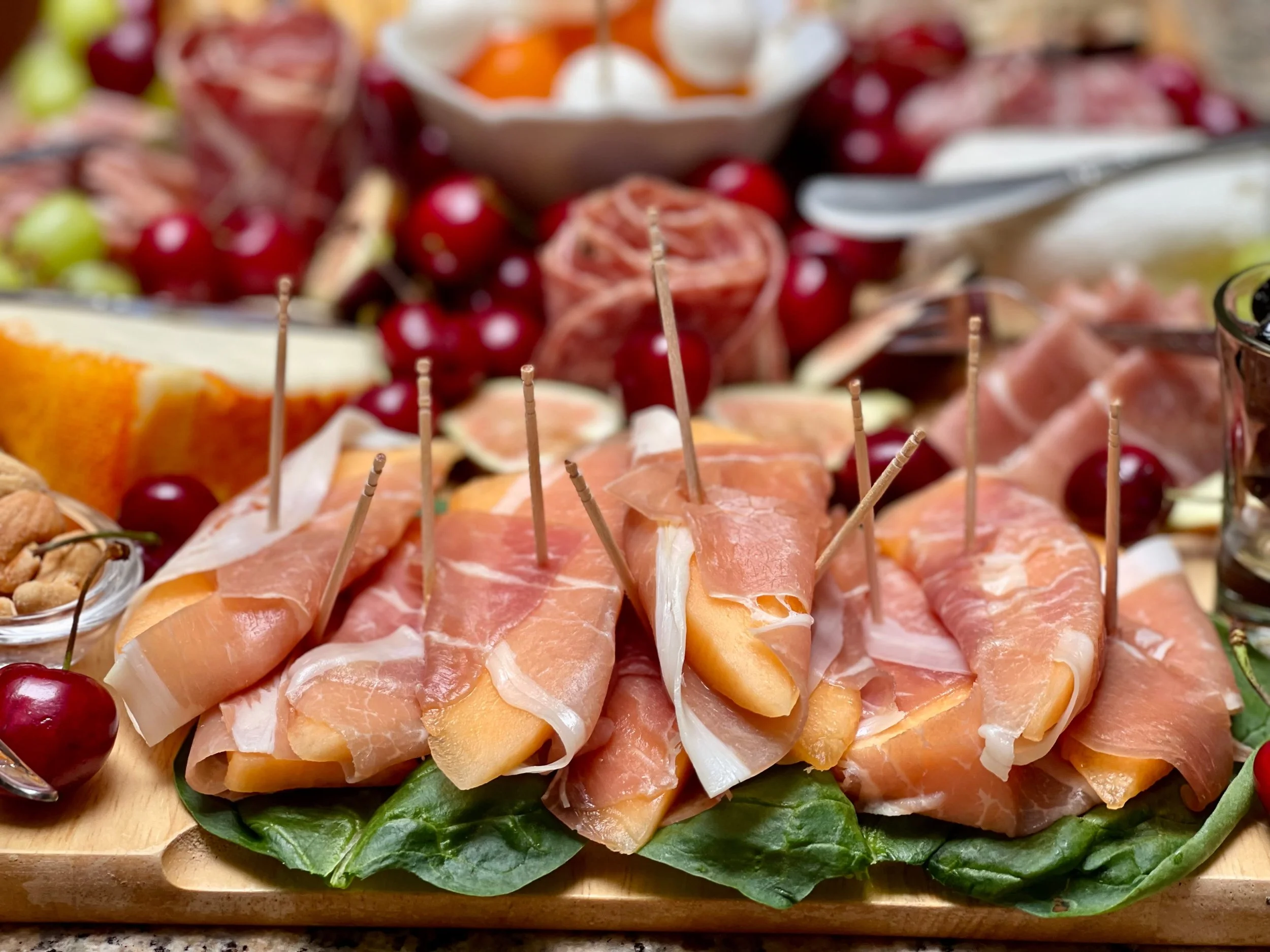 Prosciutto and Melon on an antipasti platter