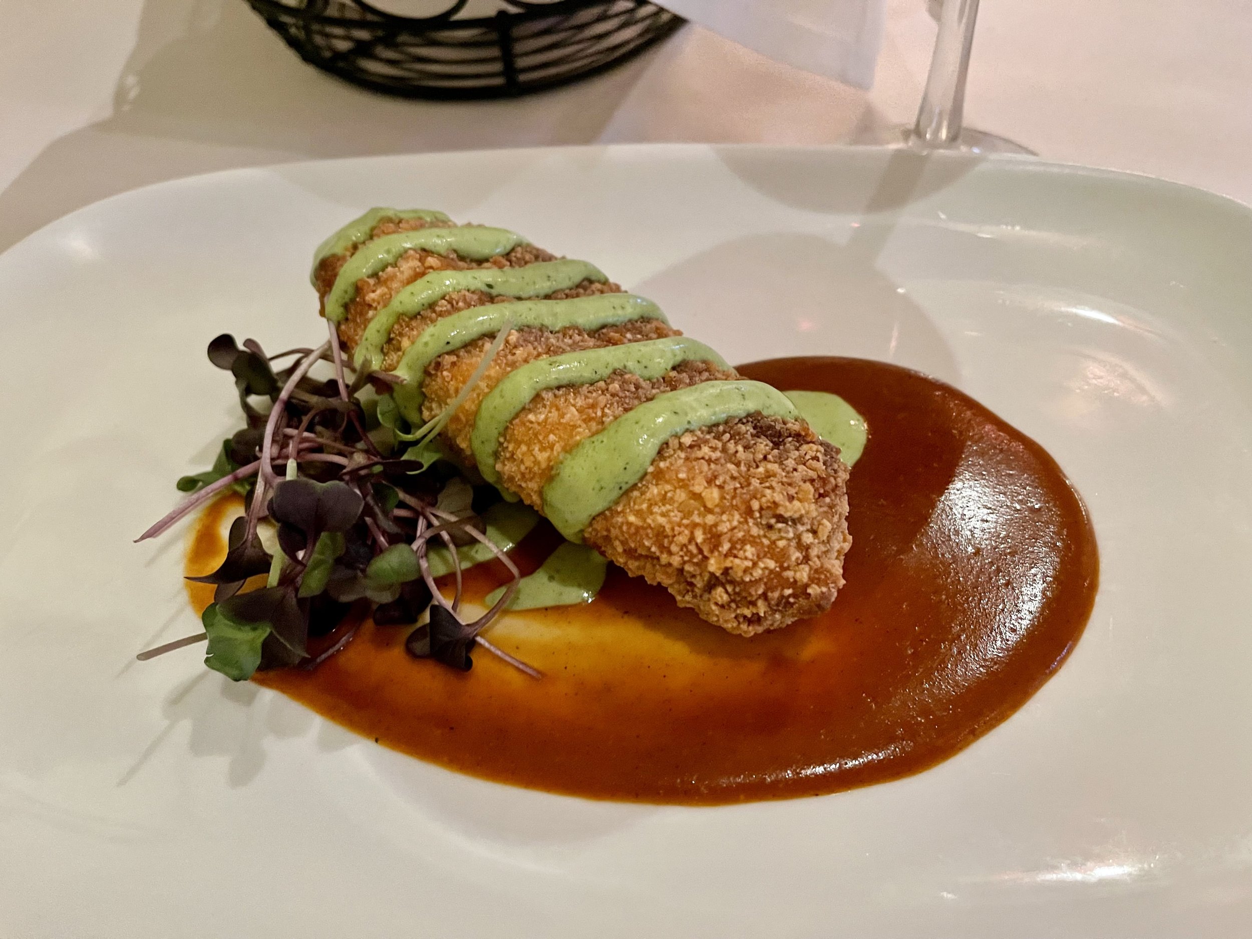 A unique Chile Relleno stuffed with bison at a New Mexican restaurant in Taos.