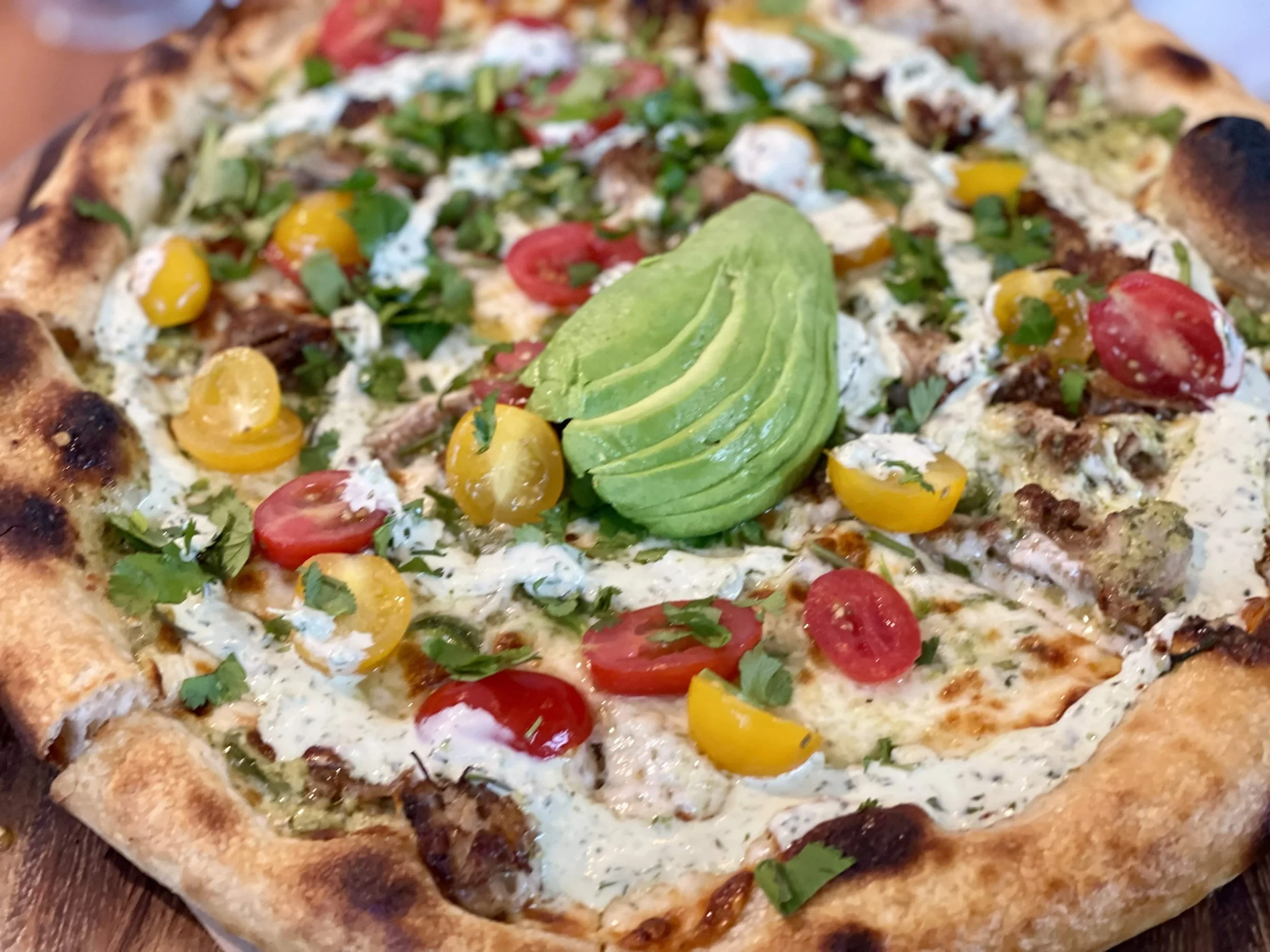 Carnitas pizza at Goat & Vine