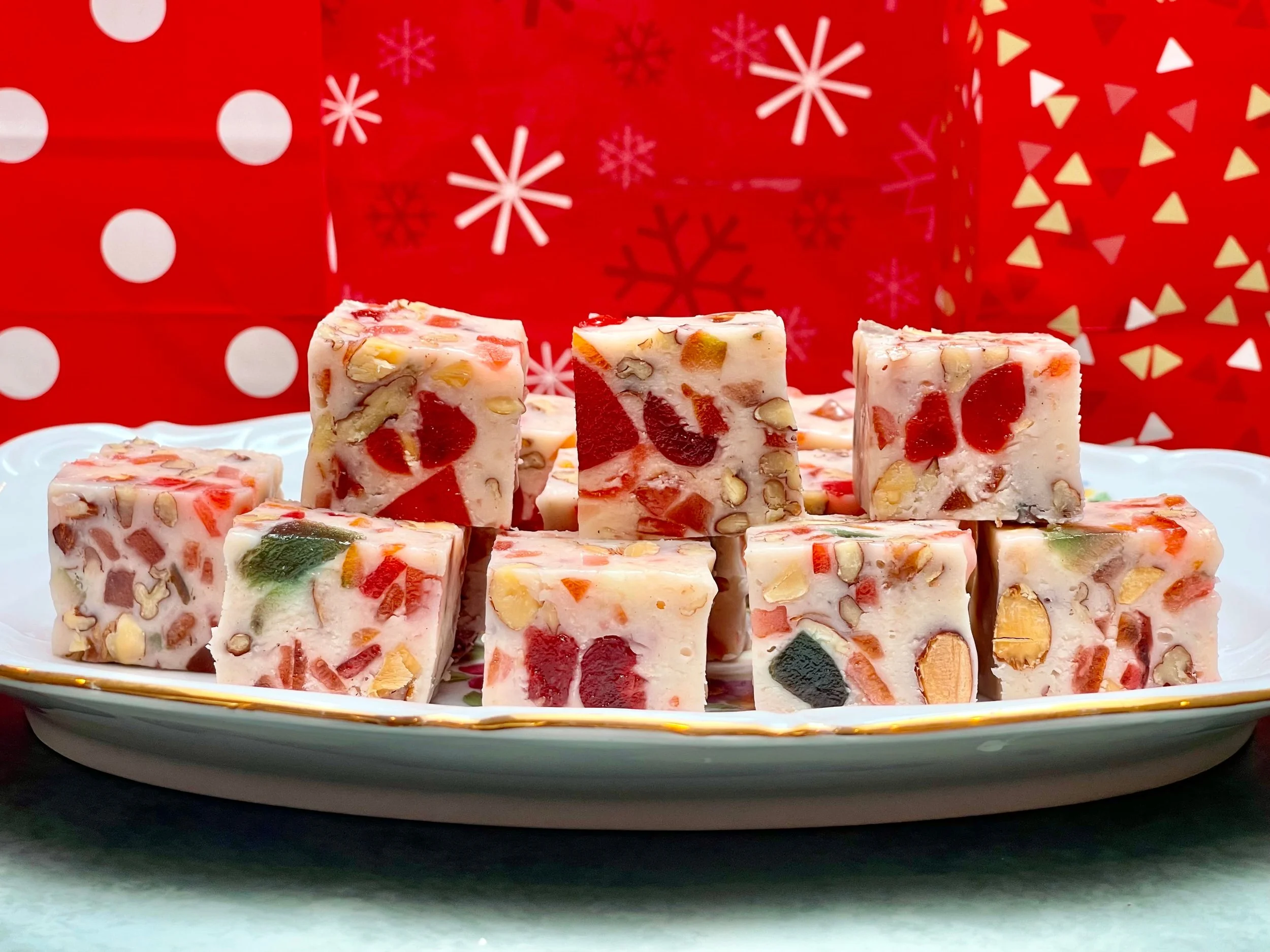 Fruitcake Fudge on platter