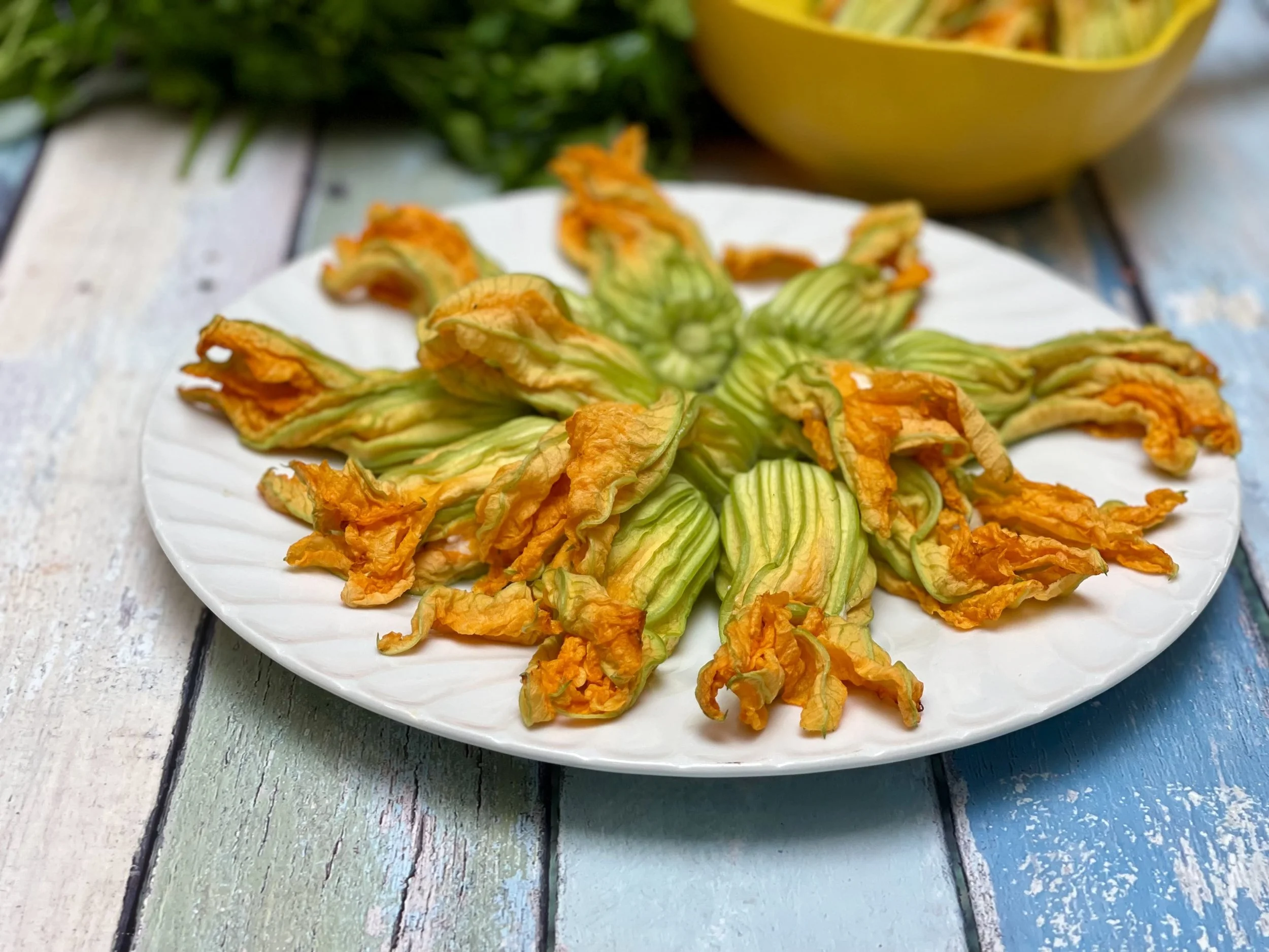 stuffed blossoms on a plate