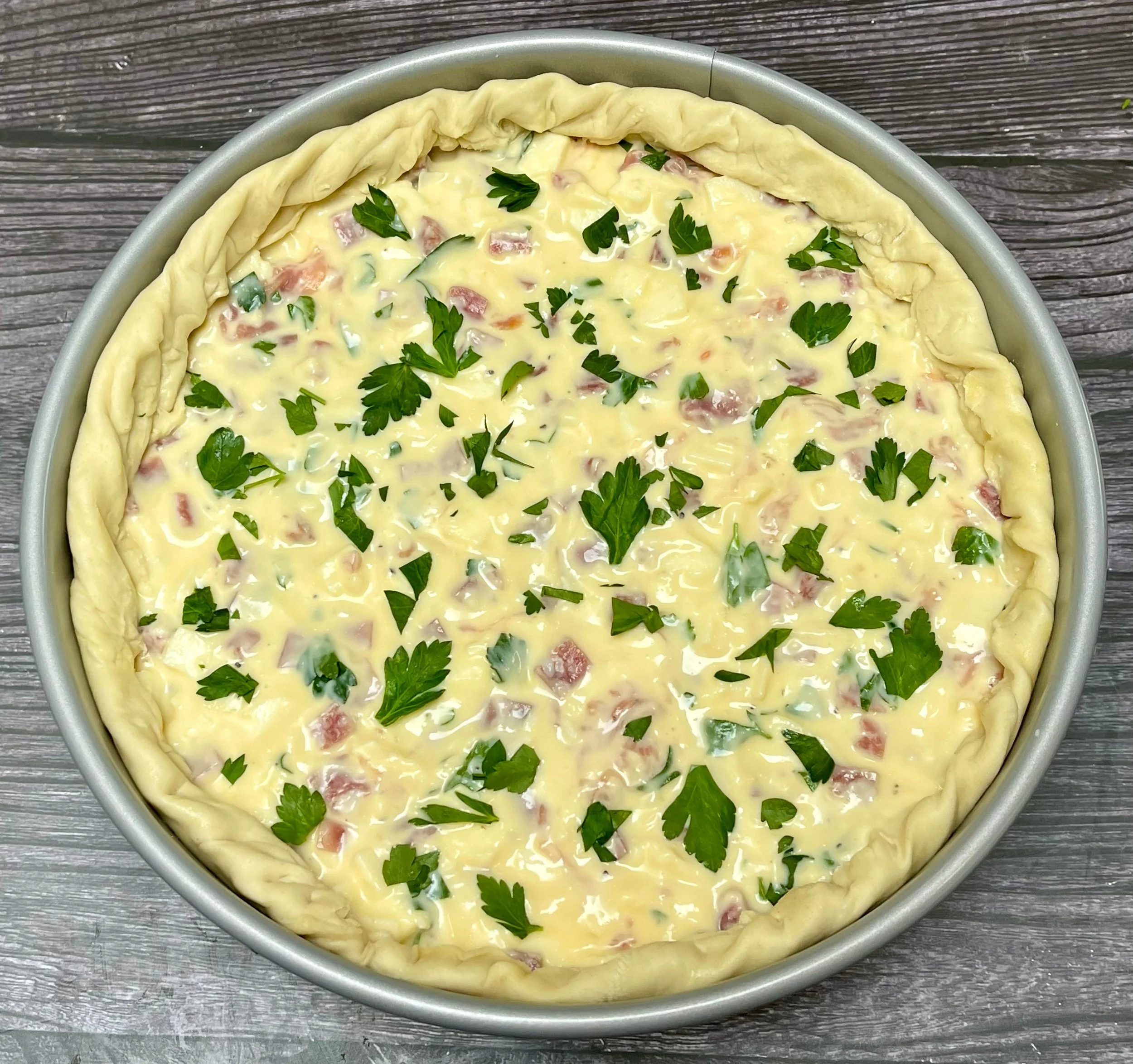 crust trimmed and ready for the overn