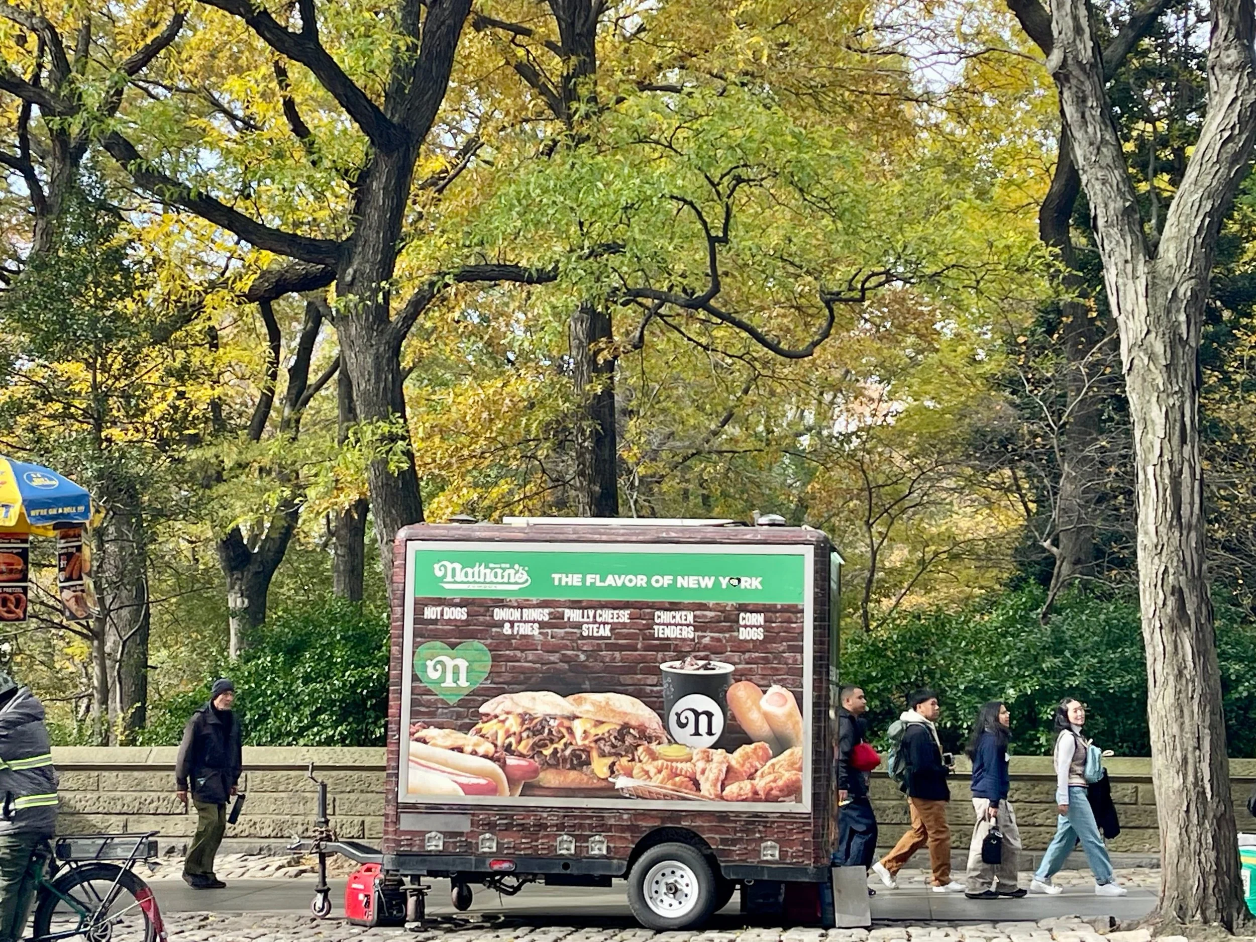 Nathan's hot dog cart near Central Park