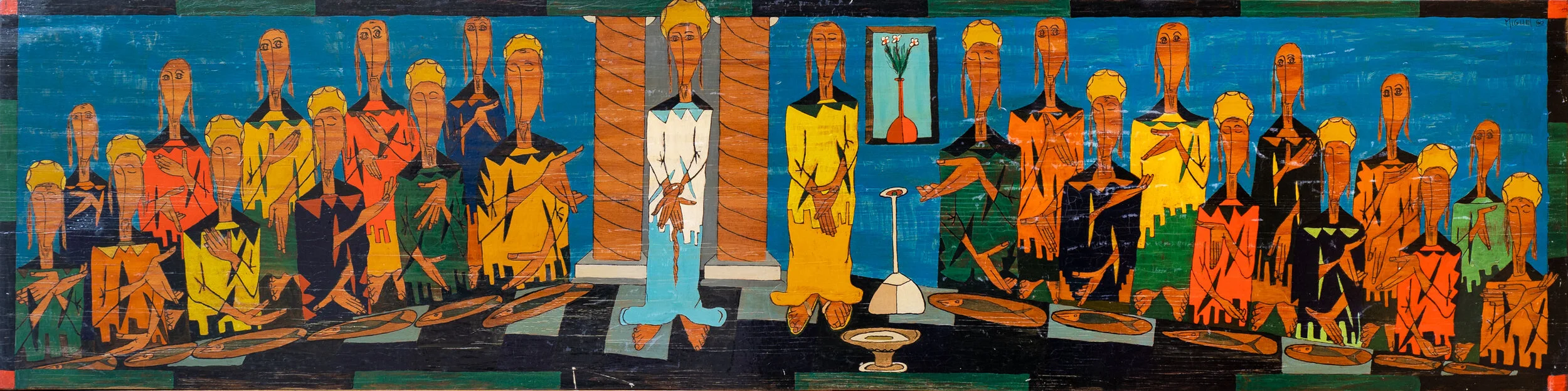 Station of the Cross II , 1960, Oil on wood, 12.5"x48.5" Framed