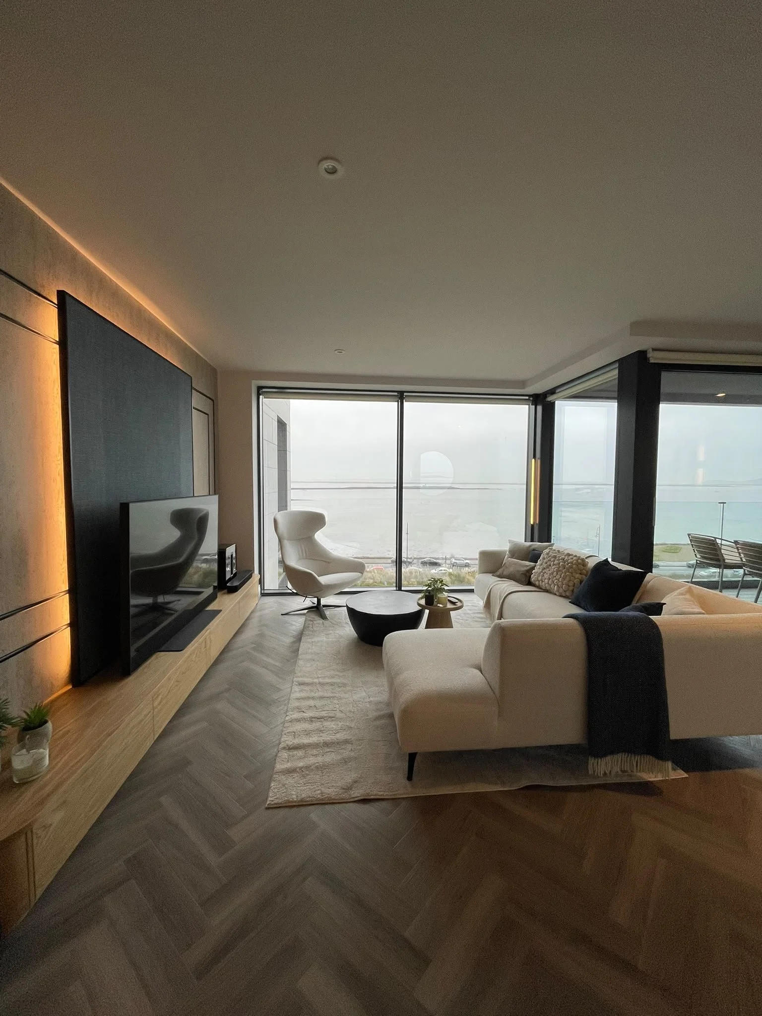 Living room with ocean view in Salthill Galway