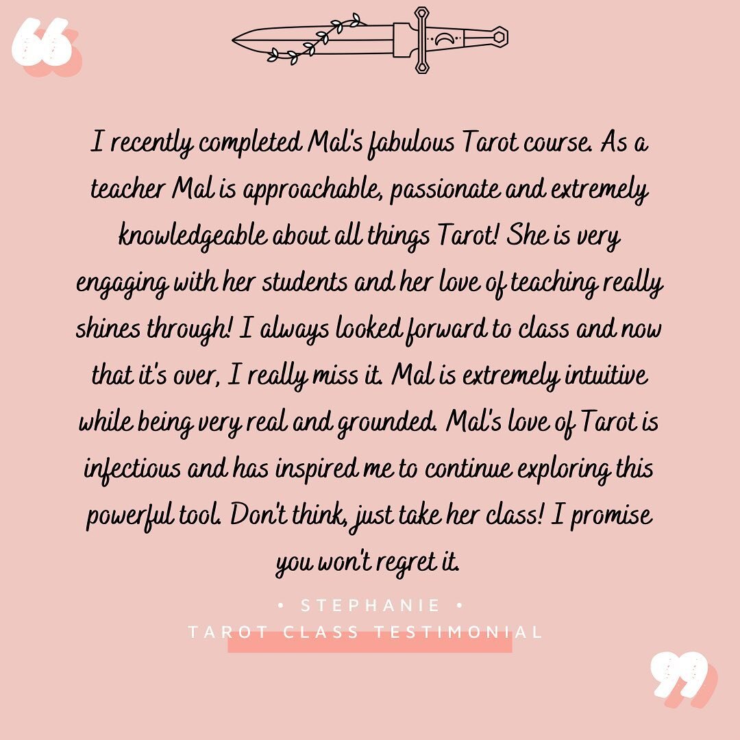Some beautiful testimonials from my most recent Tarot class cohort! 🥰 Feeling proud of the class that I&rsquo;ve been able to create over the past few years of teaching. 

💞 I&rsquo;m thinking about another course this fall and trying to gage how m