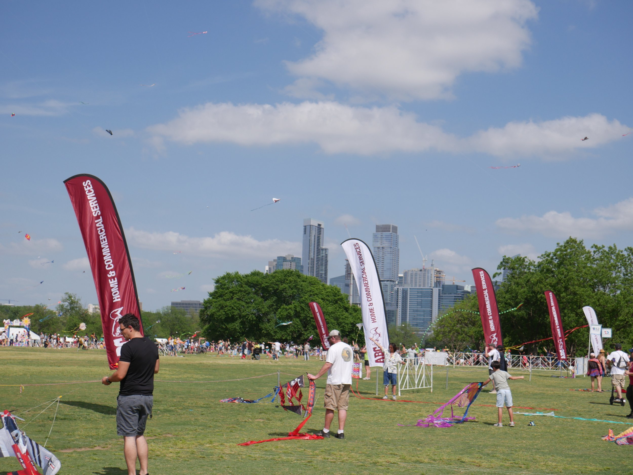  Competitors get ready to pilot their kites at the Kite Festival, Sunday, April 14, 2023, at Zilker Park in Austin, Texas. 