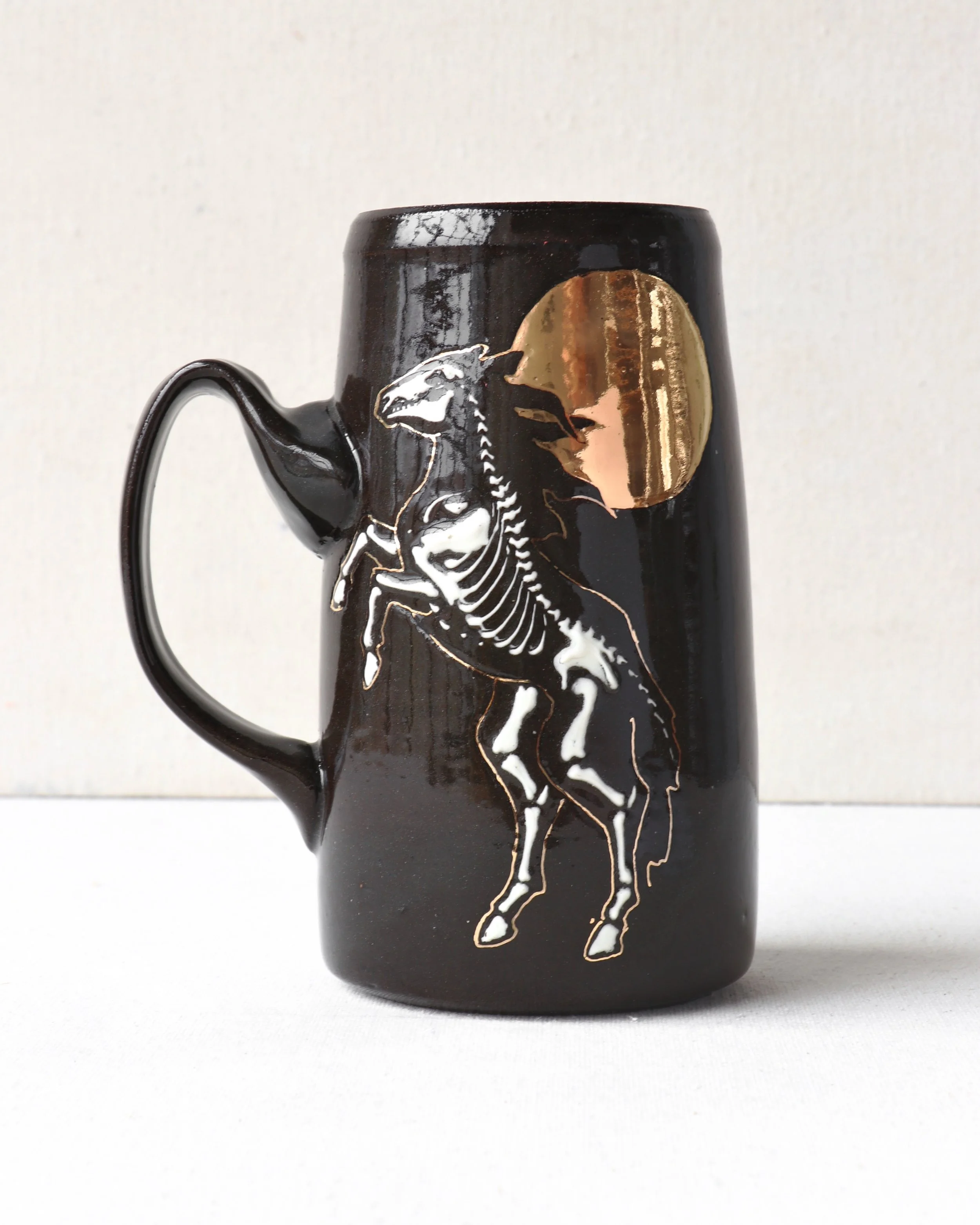 Horse Skeleton Stein with Gold Accent