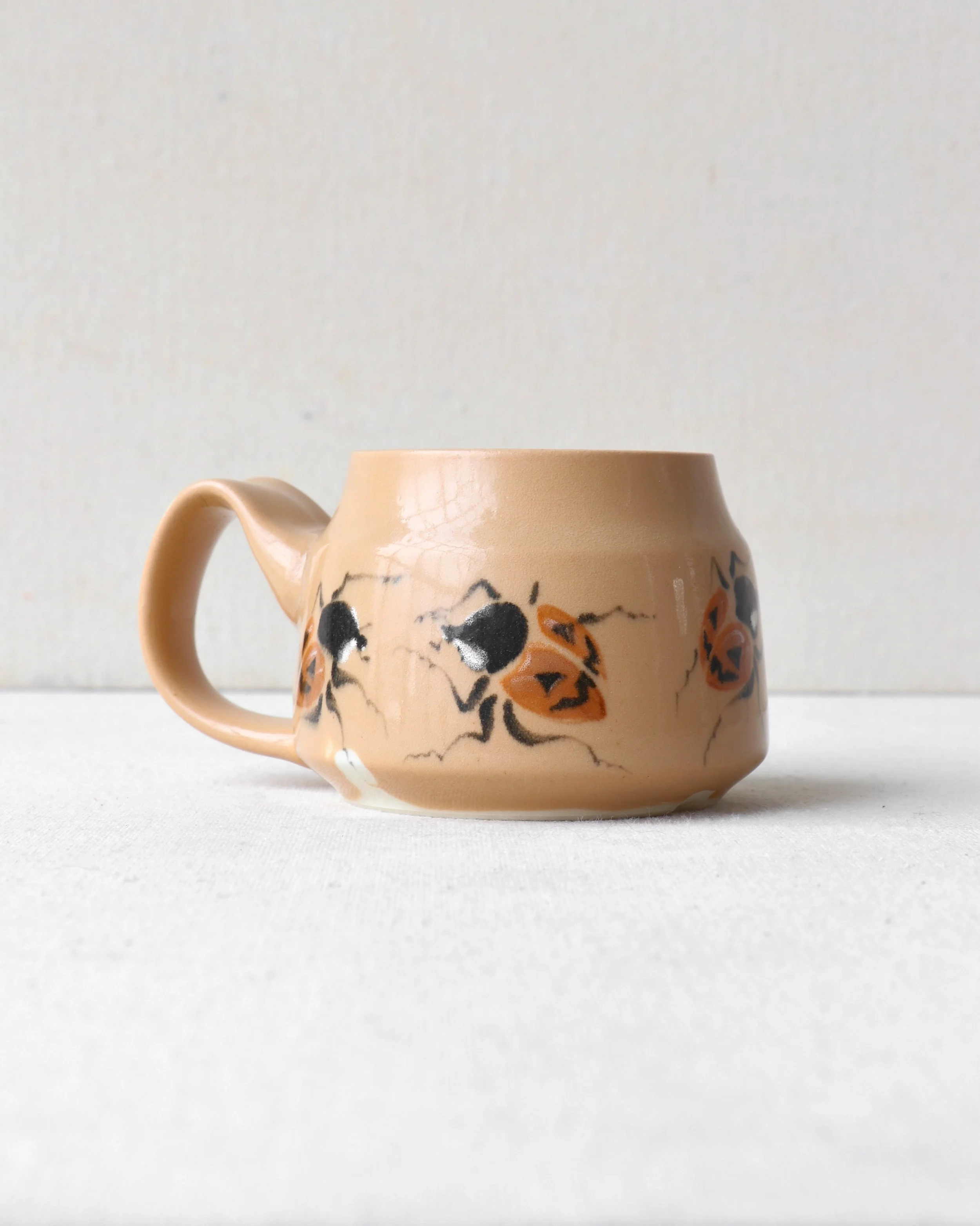 **2nds** Jack-O-Lantern Ladybug Painted Latte Mug